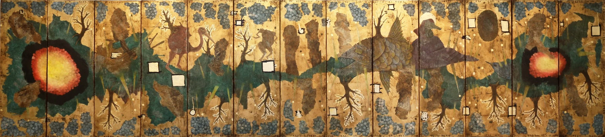 The Grand Triskaidekatych, 2015. acrylic/oil/ on canvas, 35 × 153 in.