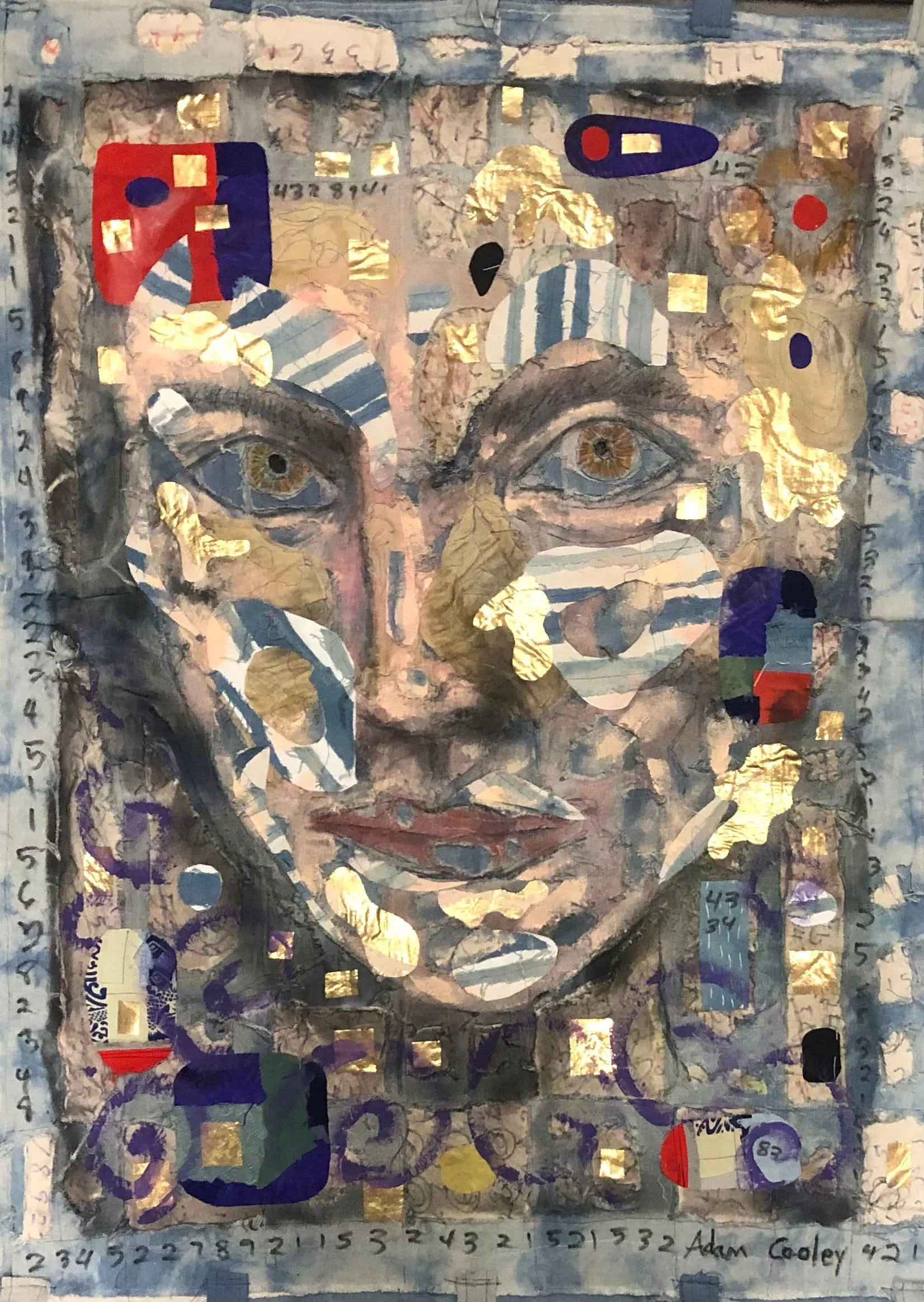 Portrait from a Window, 2021. hand dyed/painted/printed boro textile tapestry, 49 × 36 in.