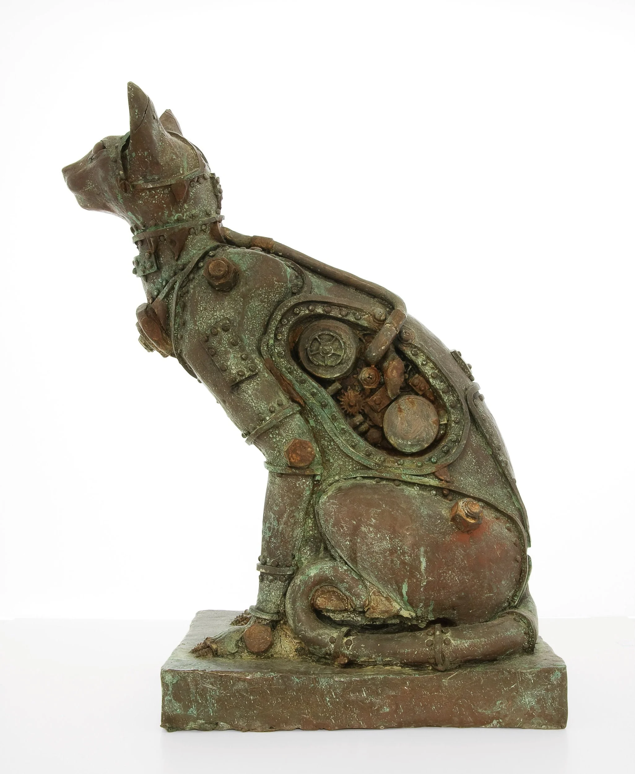 Bast Mechanicae, 2013. copper resin/bronze/iron/brass, 18 × 12 × 7.5 in.