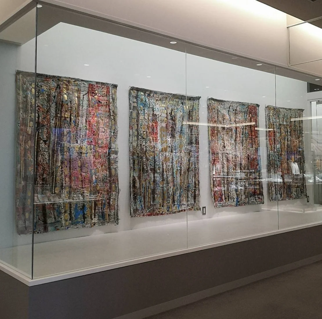 Garden of Lights, 2021. installation view, hand dyed/painted/printed boro textile tapestry, 65 × 192 in.