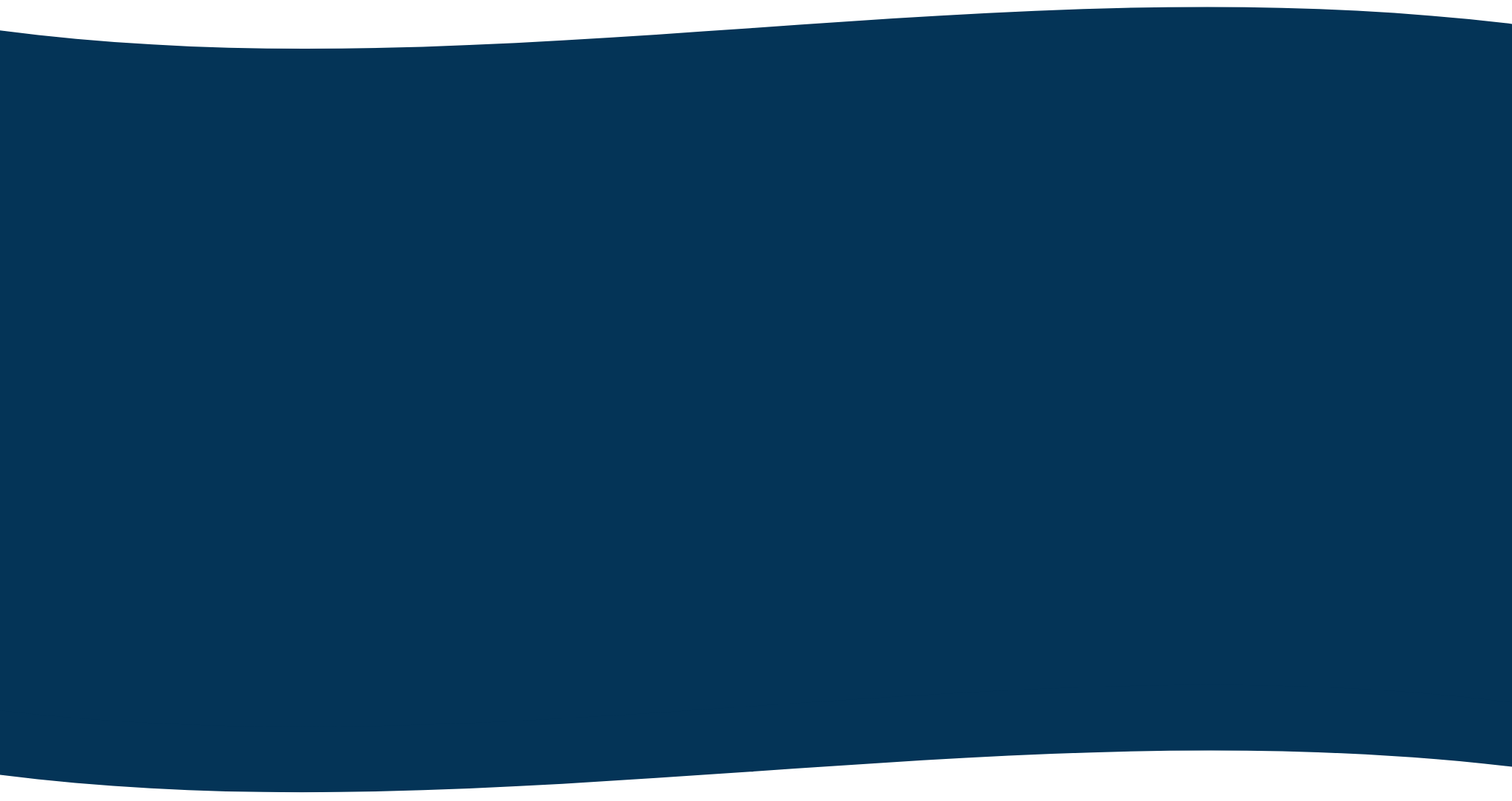 A large dark blue banner with a white and light blue curved design at the top.