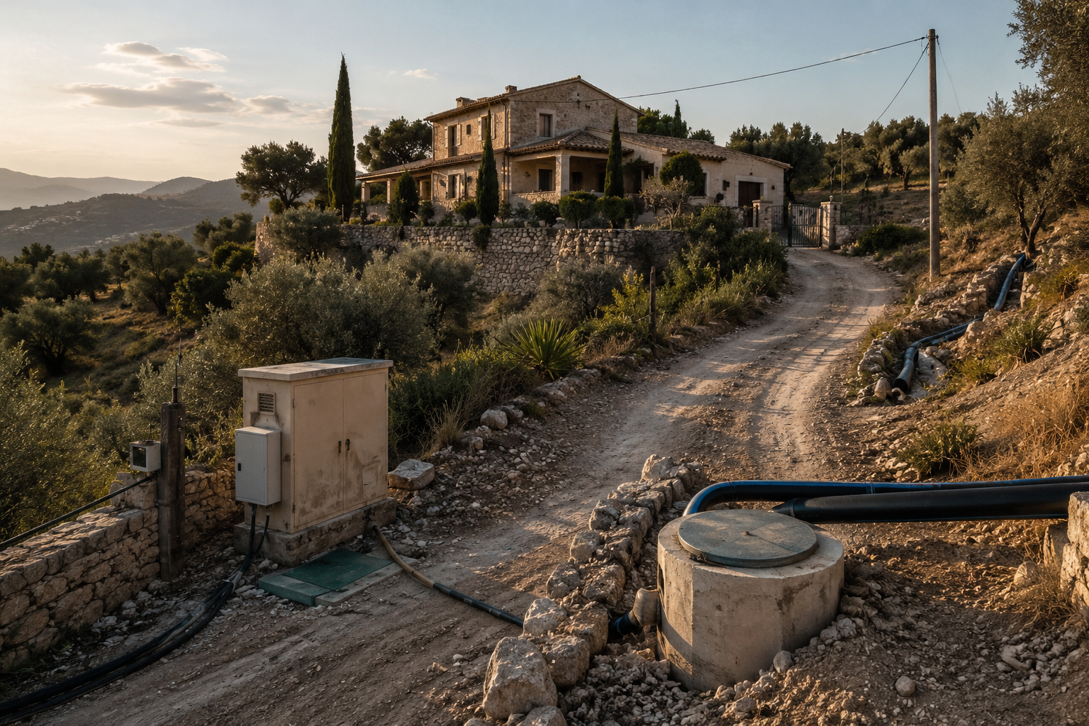 Luxury Mediterranean villa in Spain with infinity pool and sea views at sunset, representing the hidden licensing and regulatory risks behind profitable short-term rental properties and tourist investment opportunities.