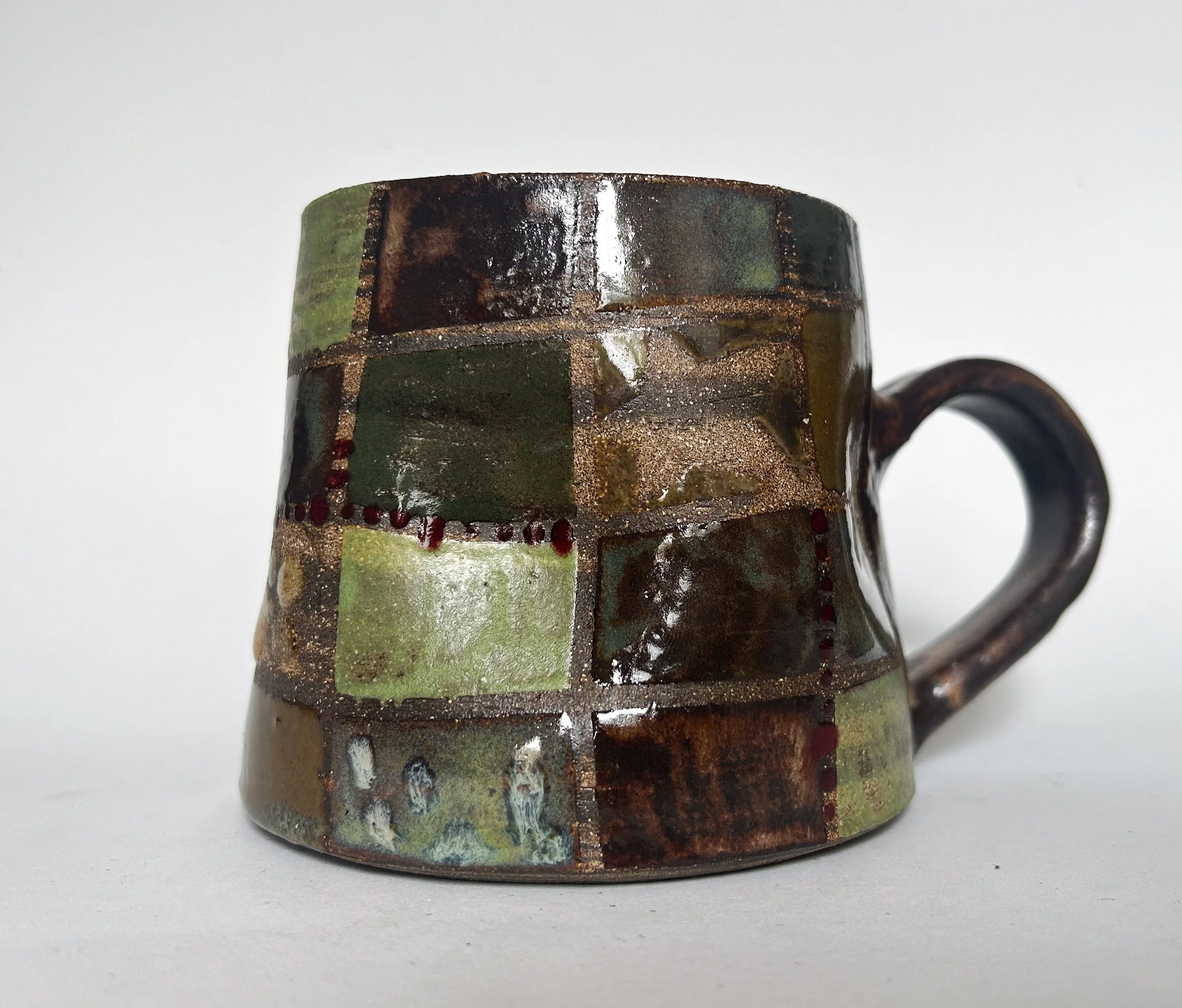 Brown and Green Checkered Mug