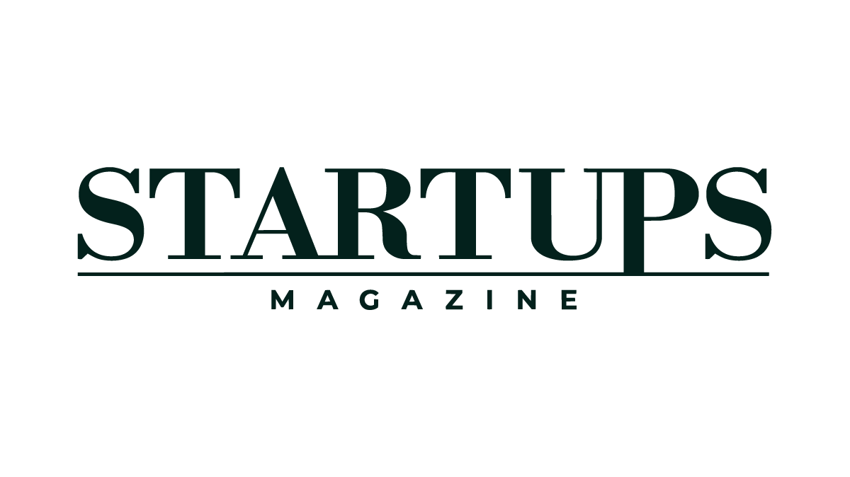 Logo for Startups Magazine featuring a black ladybug above the text 'STARTUPS MAGAZINE' in dark green letters.