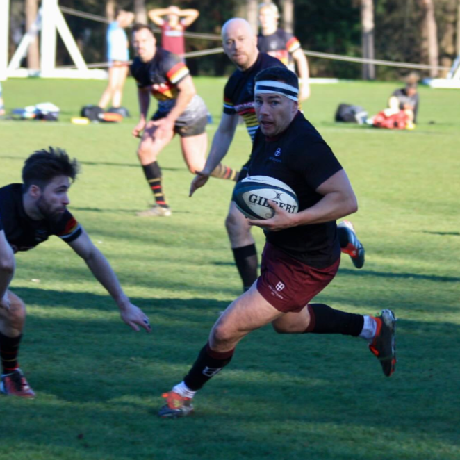 Francesco Grosso playing for OGRFC at their home pitch at St George's College Weybridge