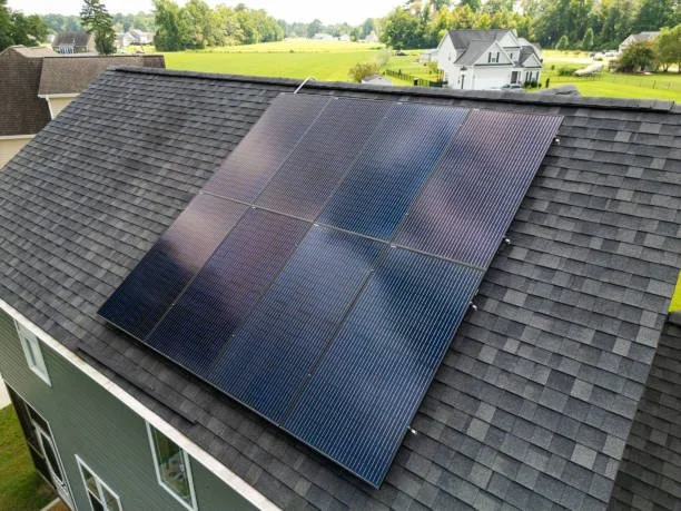 Solar panels installed on a house roof.