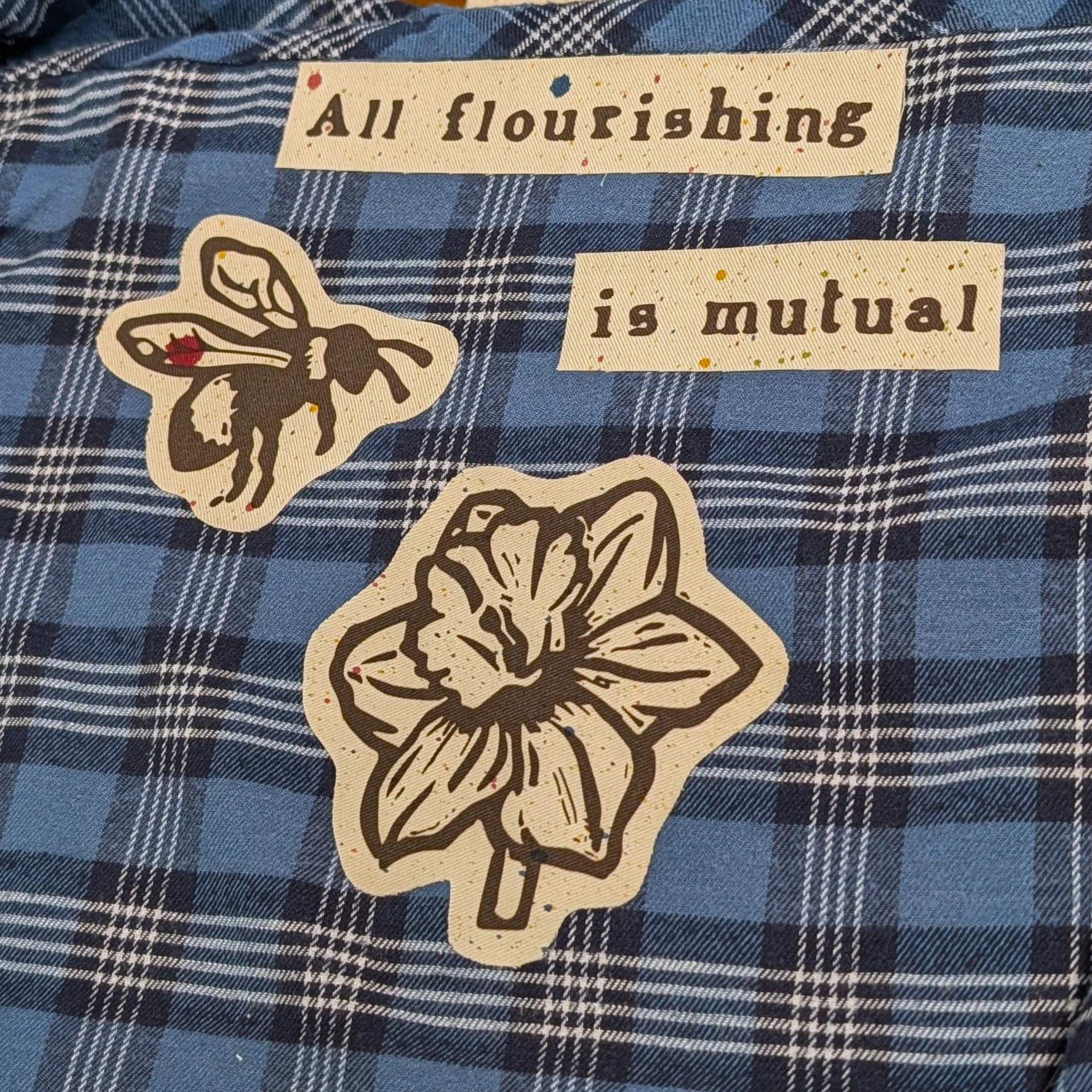 Flourish flannel. Pre sewing.
"All flourishing is mutual" -Robin Wall Kimmerer