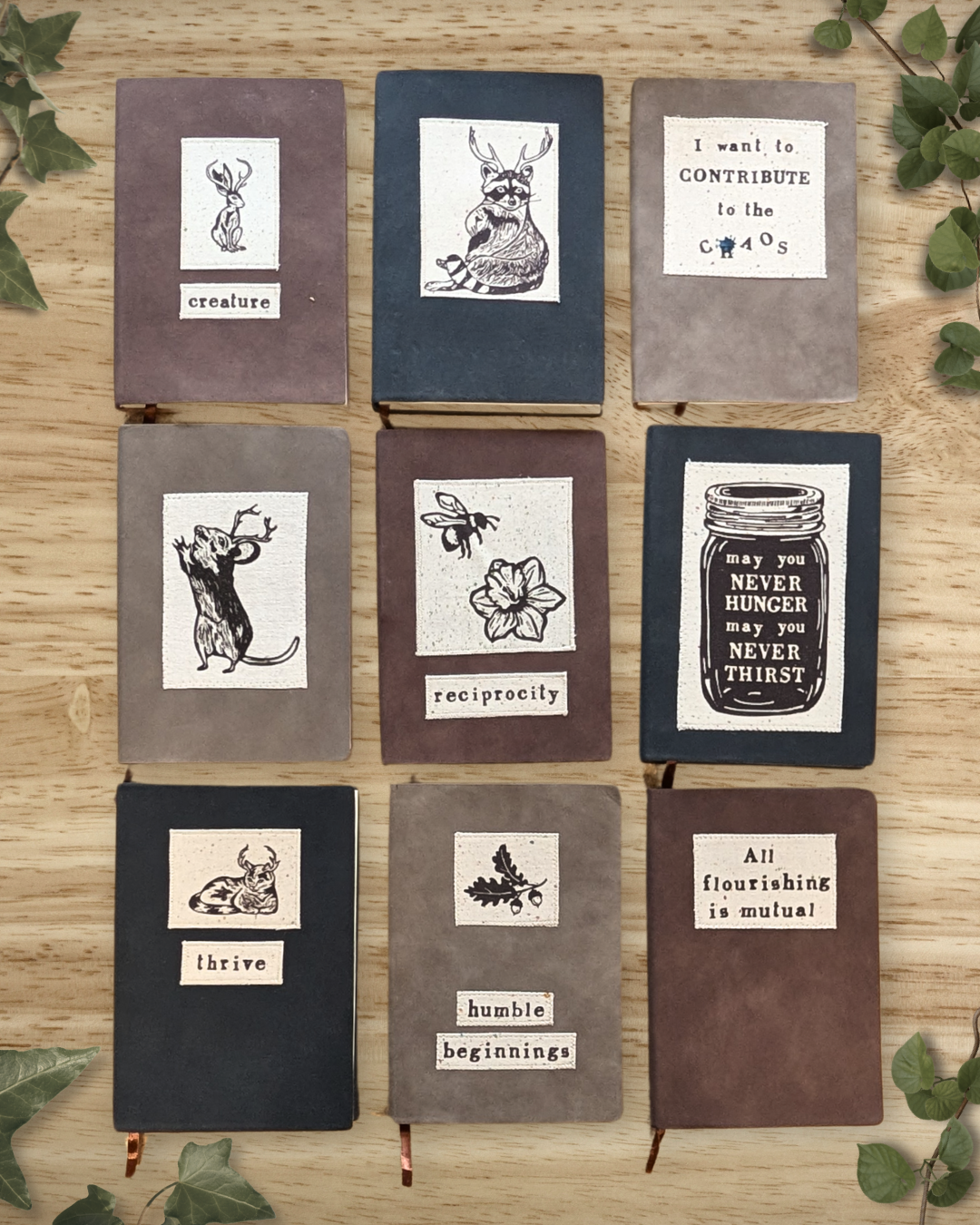 A5 journals and sketchbooks with original patches.