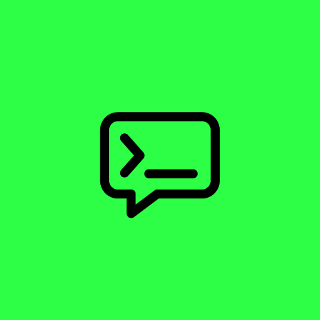 "Command prompt icon in black on a bright green background."
