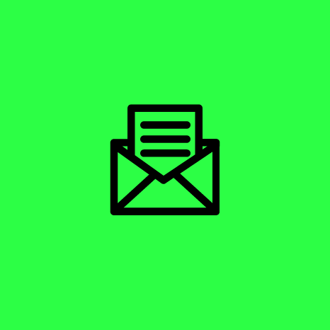 Envelope with a letter icon on a green background, symbolizing email or messaging.