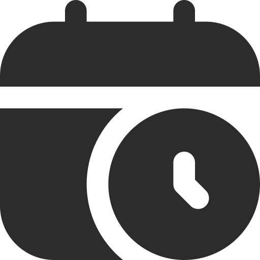 A silhouette of a camera with a clock icon on the lens, indicating a timed or scheduled photo.