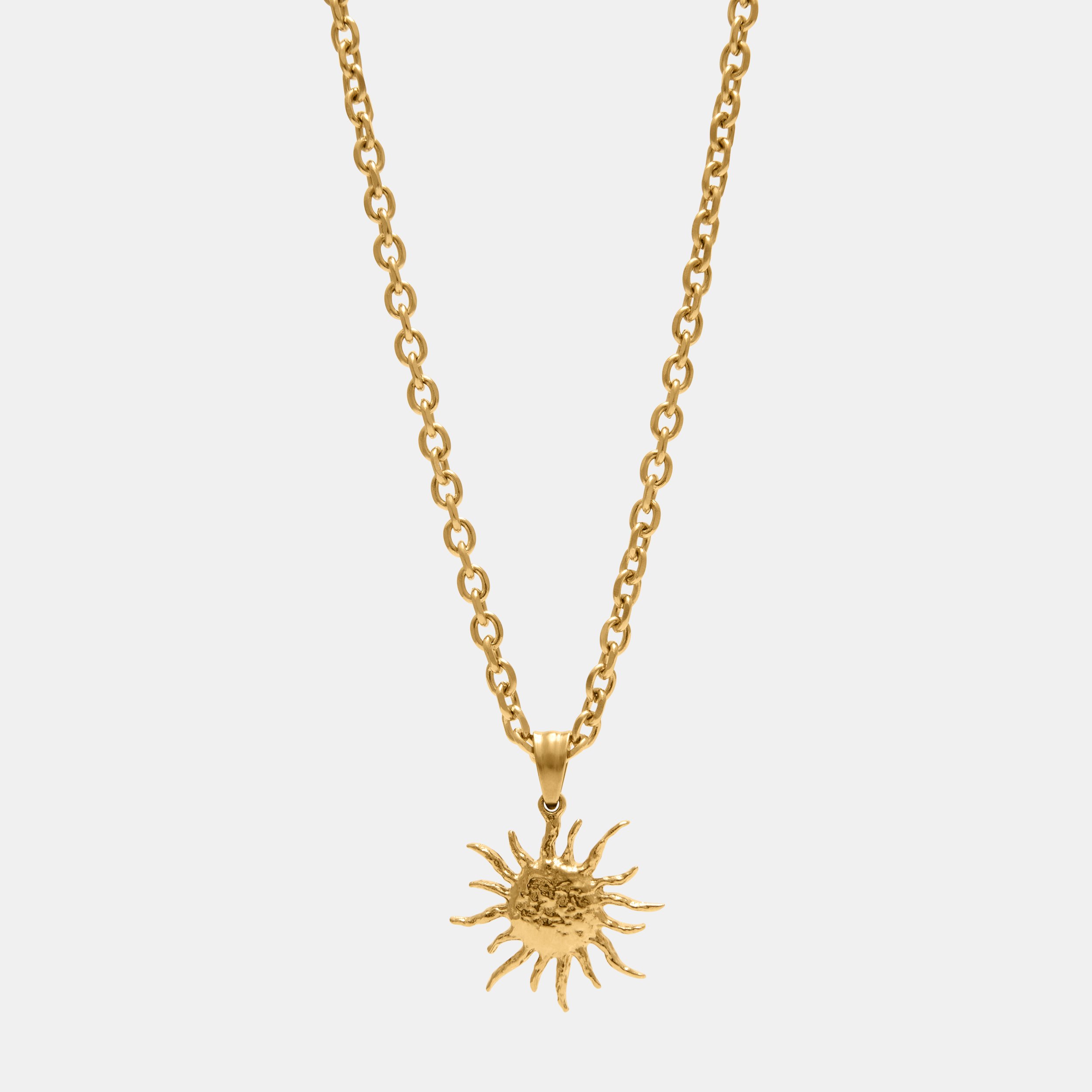 MOLTEN SUN PENDANT NECKLACE ON CABLE CHAIN