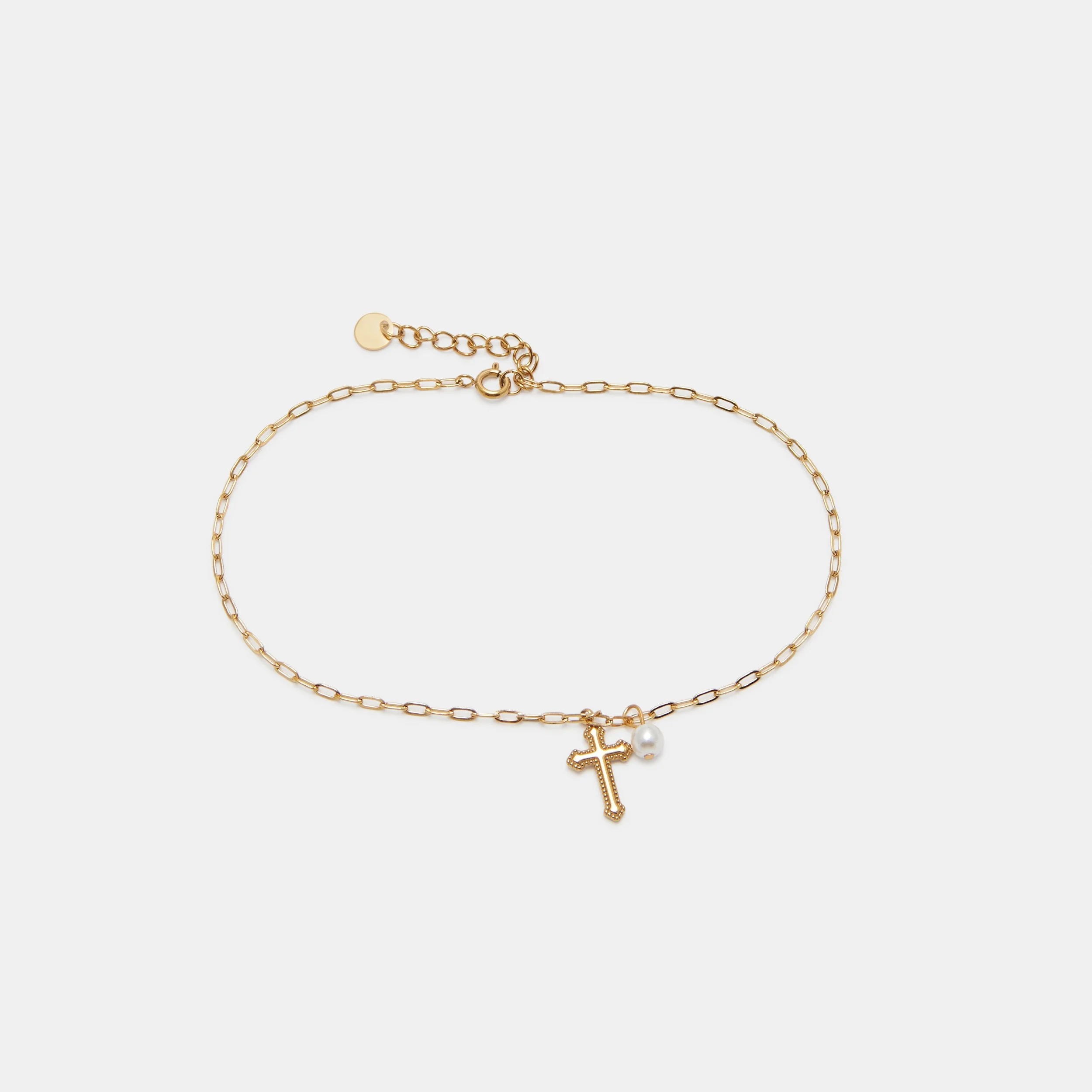CROSS AND PERL ANKLET