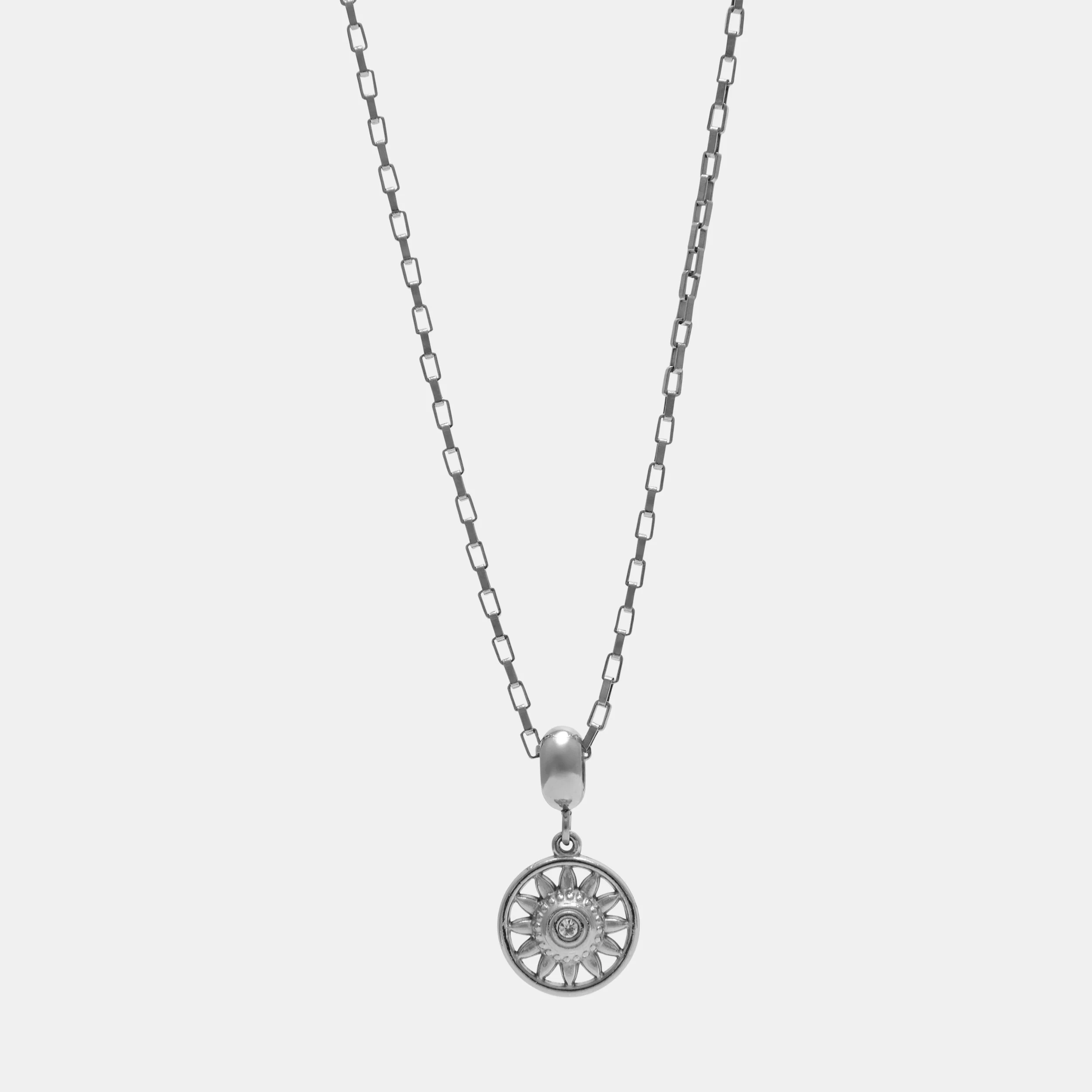 SUN WORSHIP CHARM PENDANT NECKLACE ON BOX CHAIN