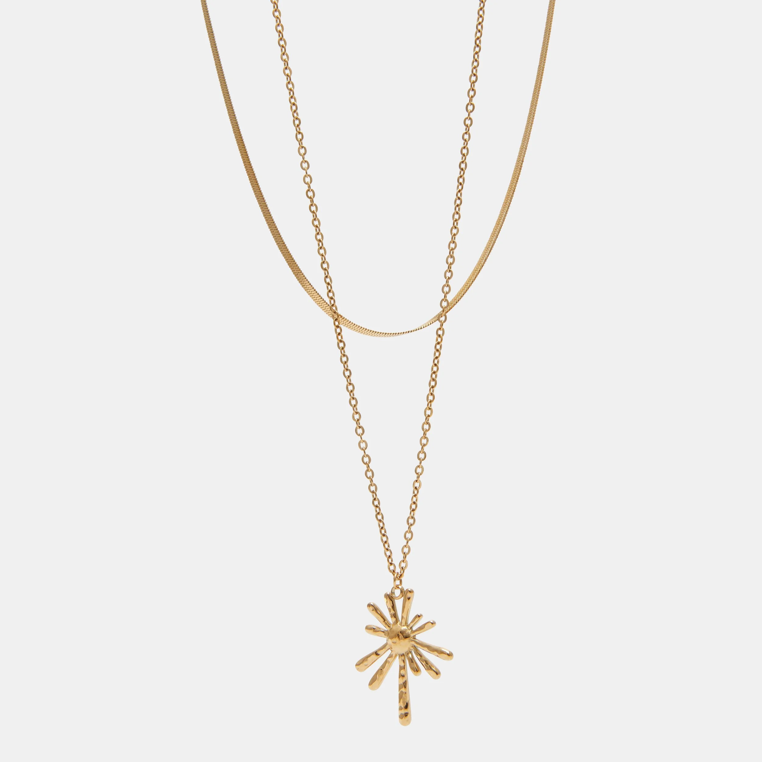 DOUBLE ROW ORGANIC SUN CHAIN NECKLACE