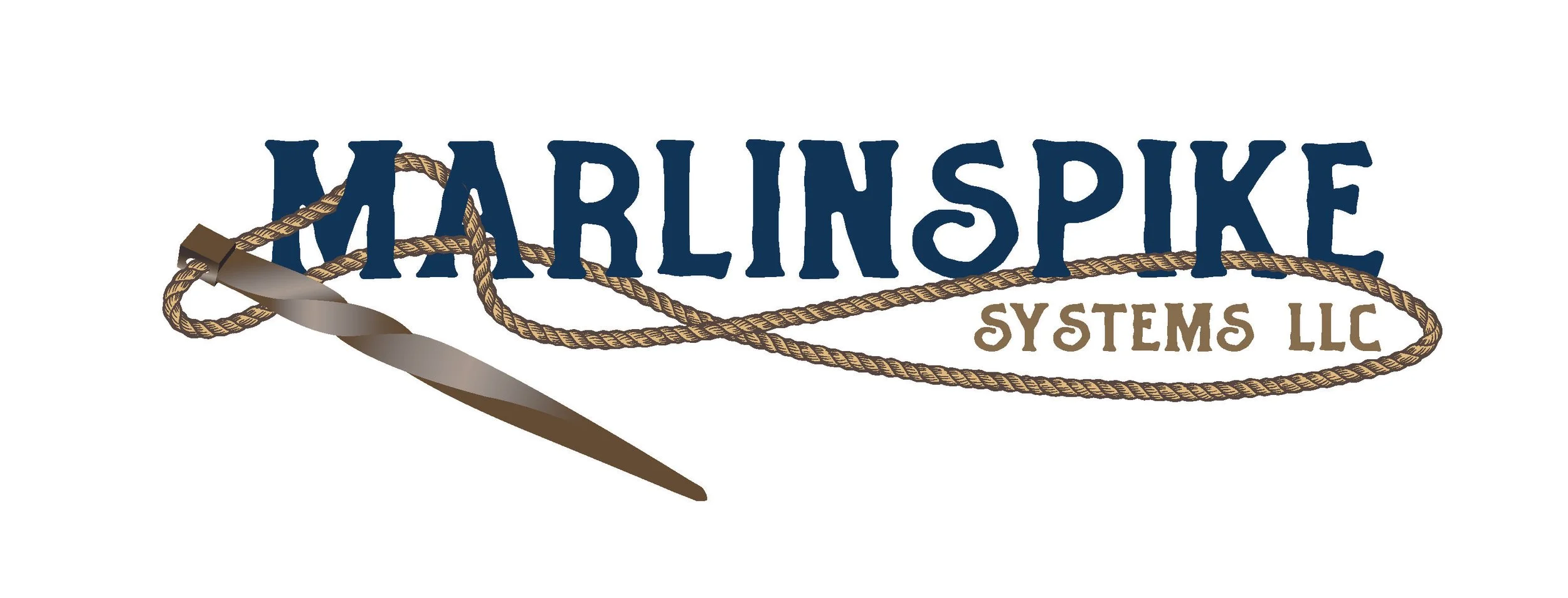 Logo of Marlinspike Systems LLC featuring a ship's anchor wrapped in a rope with the company name in navy blue and tan colors.