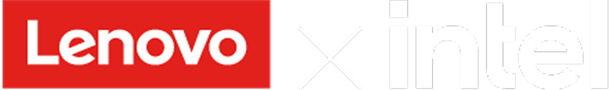 Lenovo and Intel logos side by side on a black background.