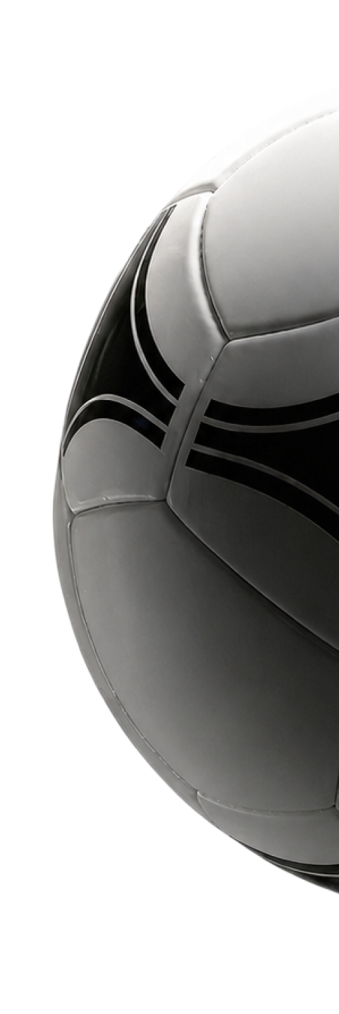 Close-up of a silver and black soccer ball isolated on a black background.