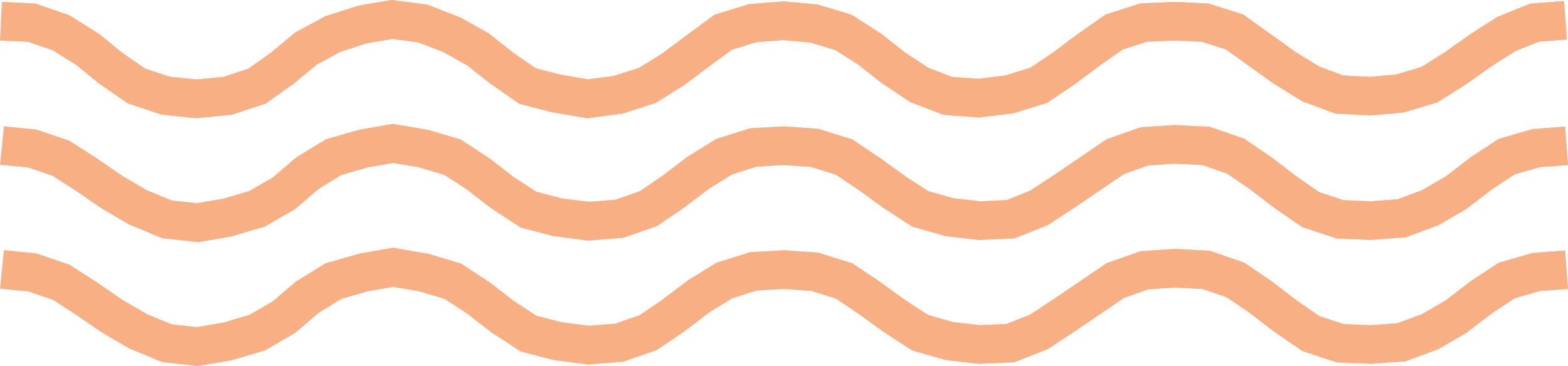 A pattern of six horizontal wavy lines in a light peach color on a black background.