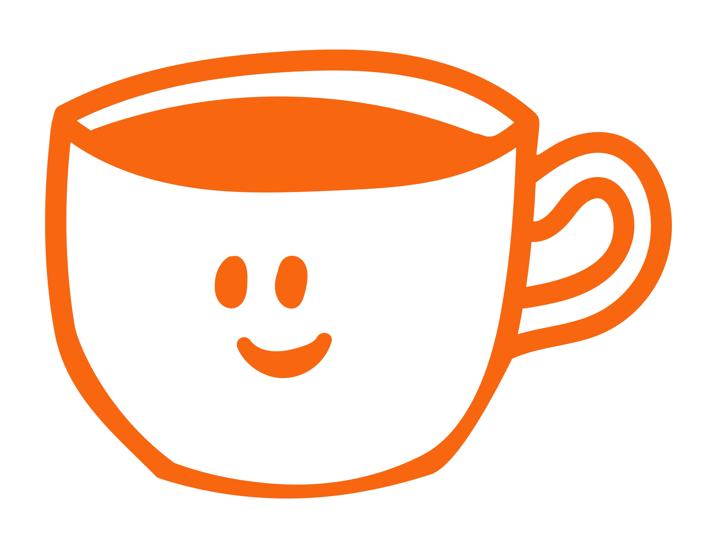 Teahouse submark of a red tea cup with a smile.