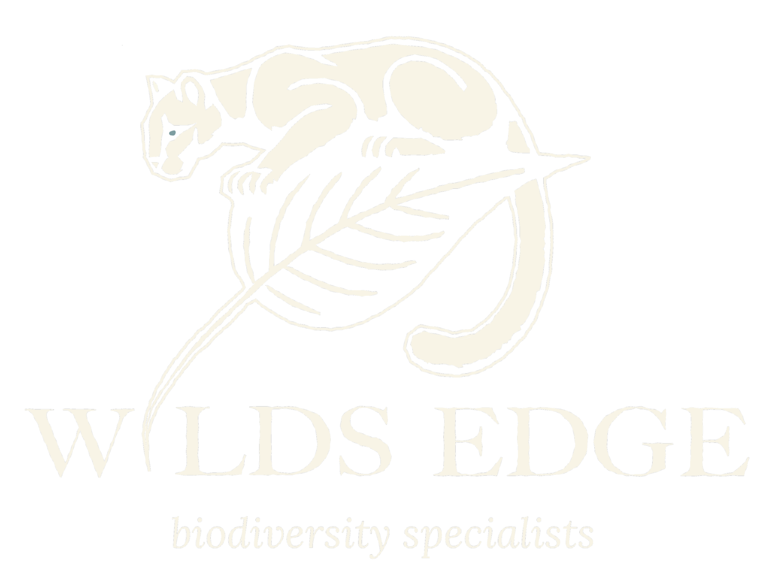 Logo for Wildlife, a biodiversity organization, featuring a stylized animal skull with a leaf.