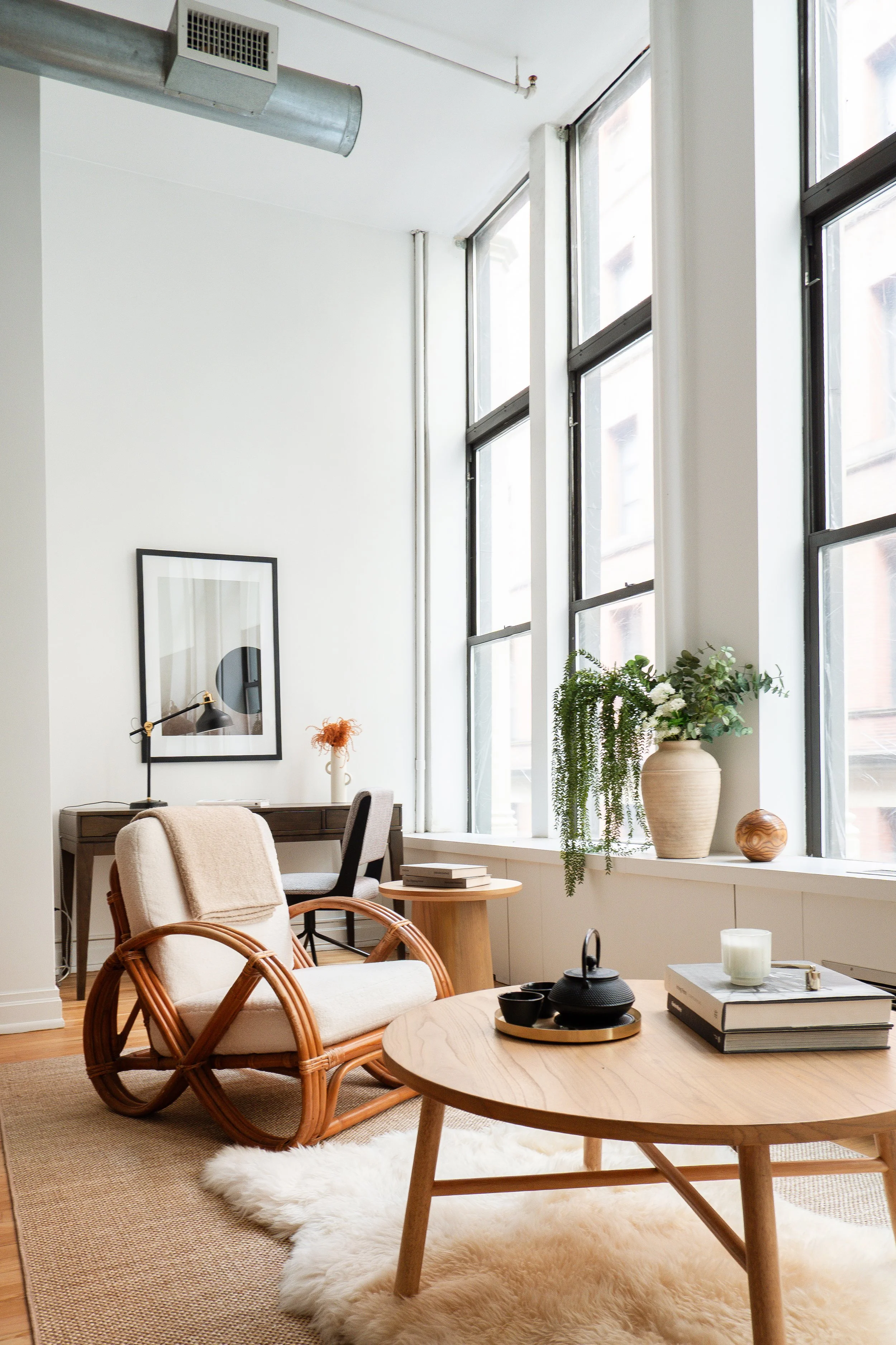 Light + Air real estate staging services for a design project located at 237 Duane Street in TriBeCa in New York City.