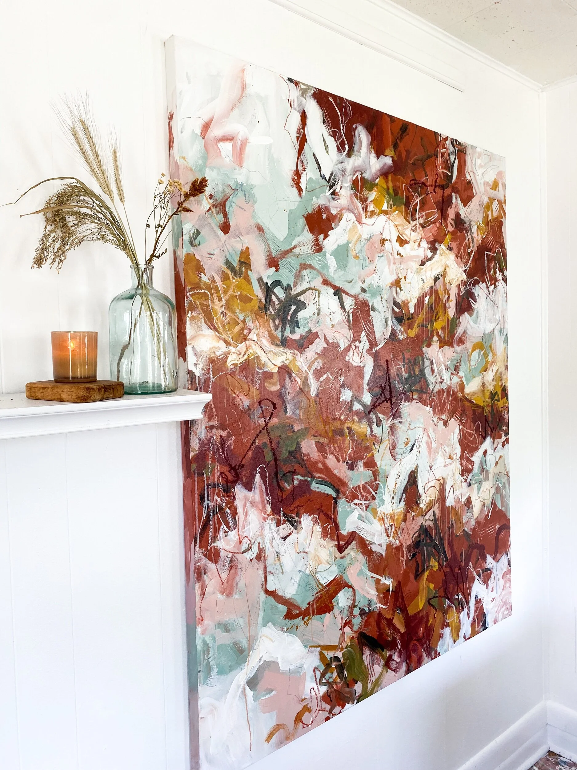 side view of large abstract painting