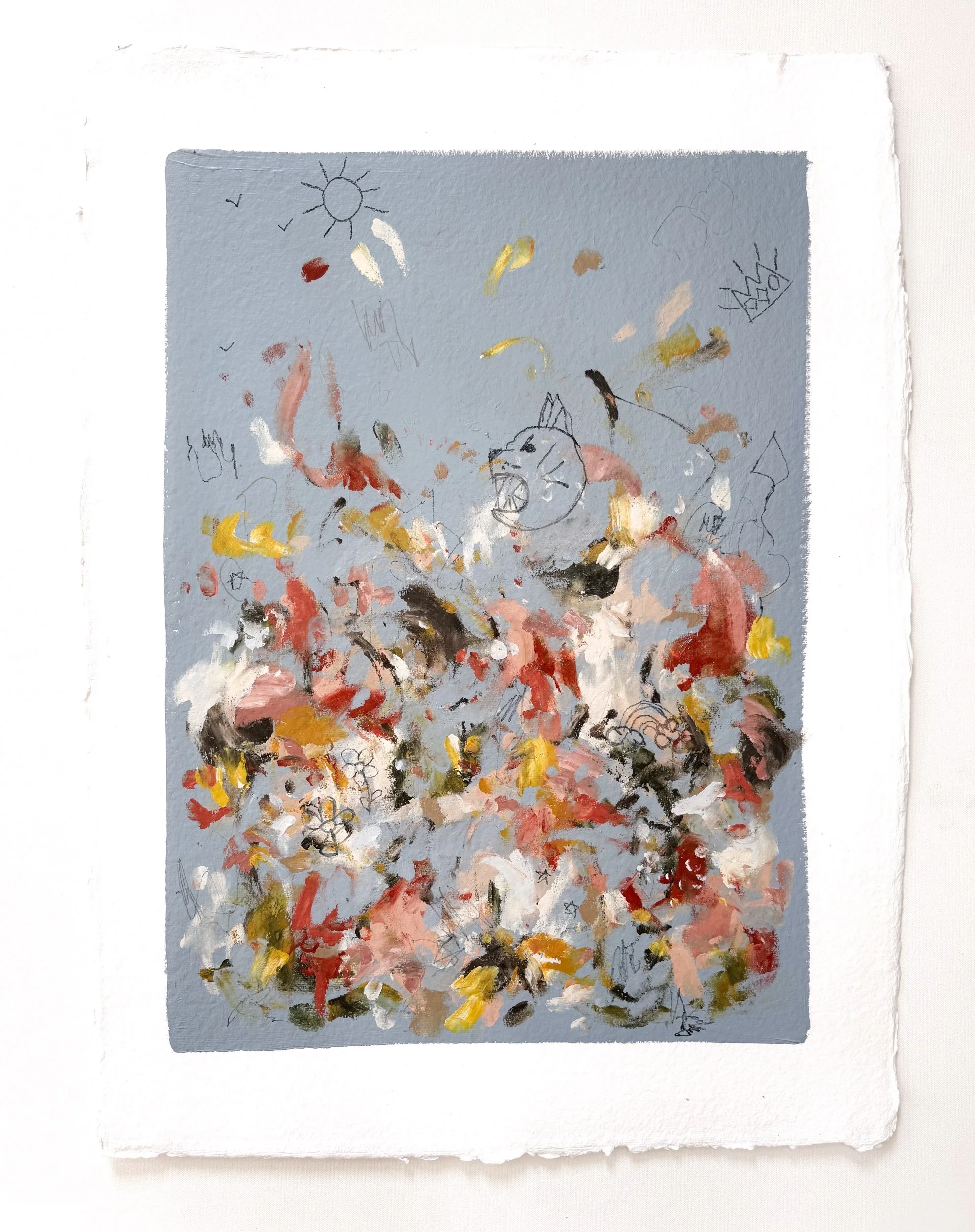 “Momma Wolf 1” Searsha x Mom Collab, 22"x30", Original Abstract Painting on Paper