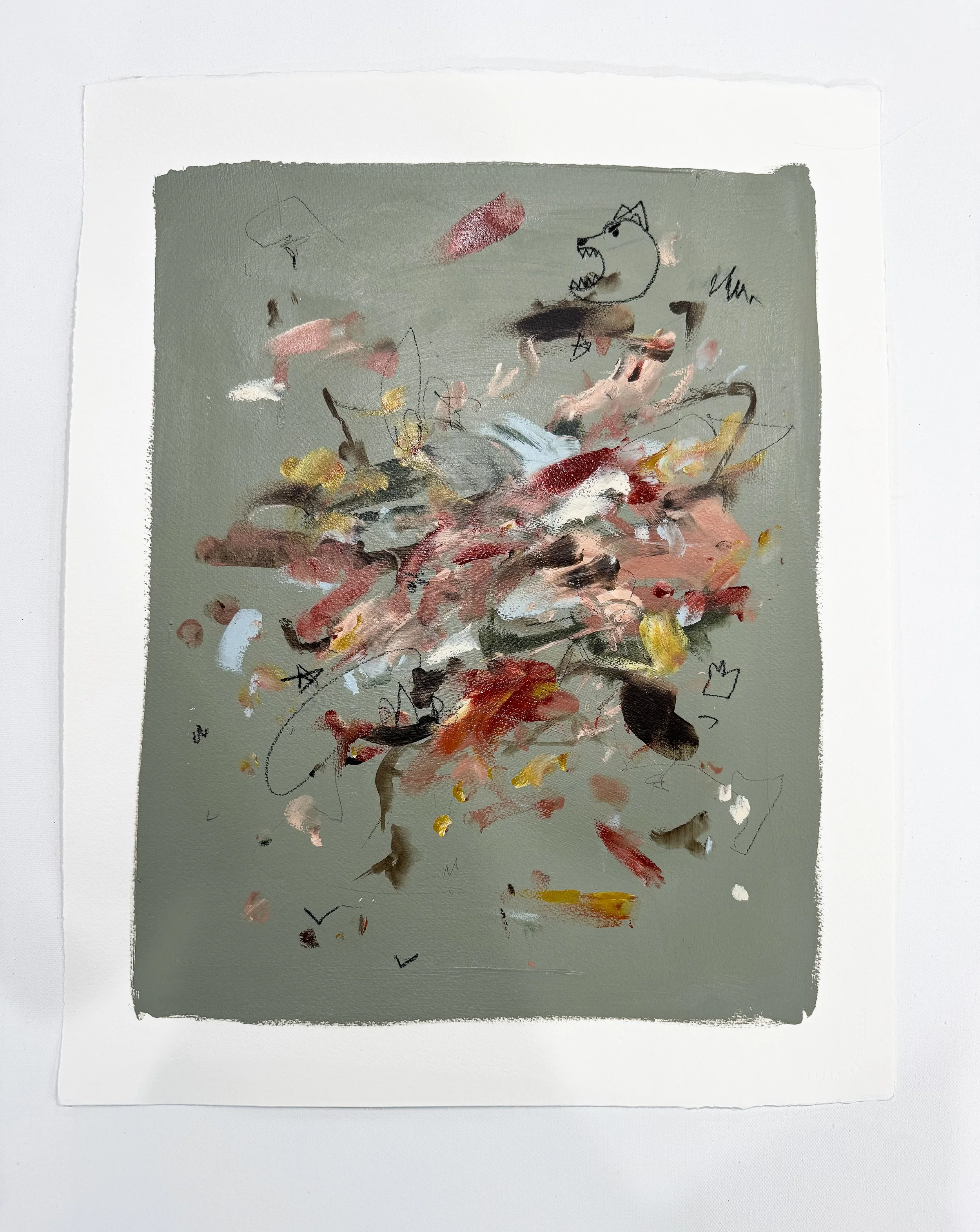 "Wolf Series 6", Searsha x Mom Collab, 20"x16", Original Abstract Painting on Paper