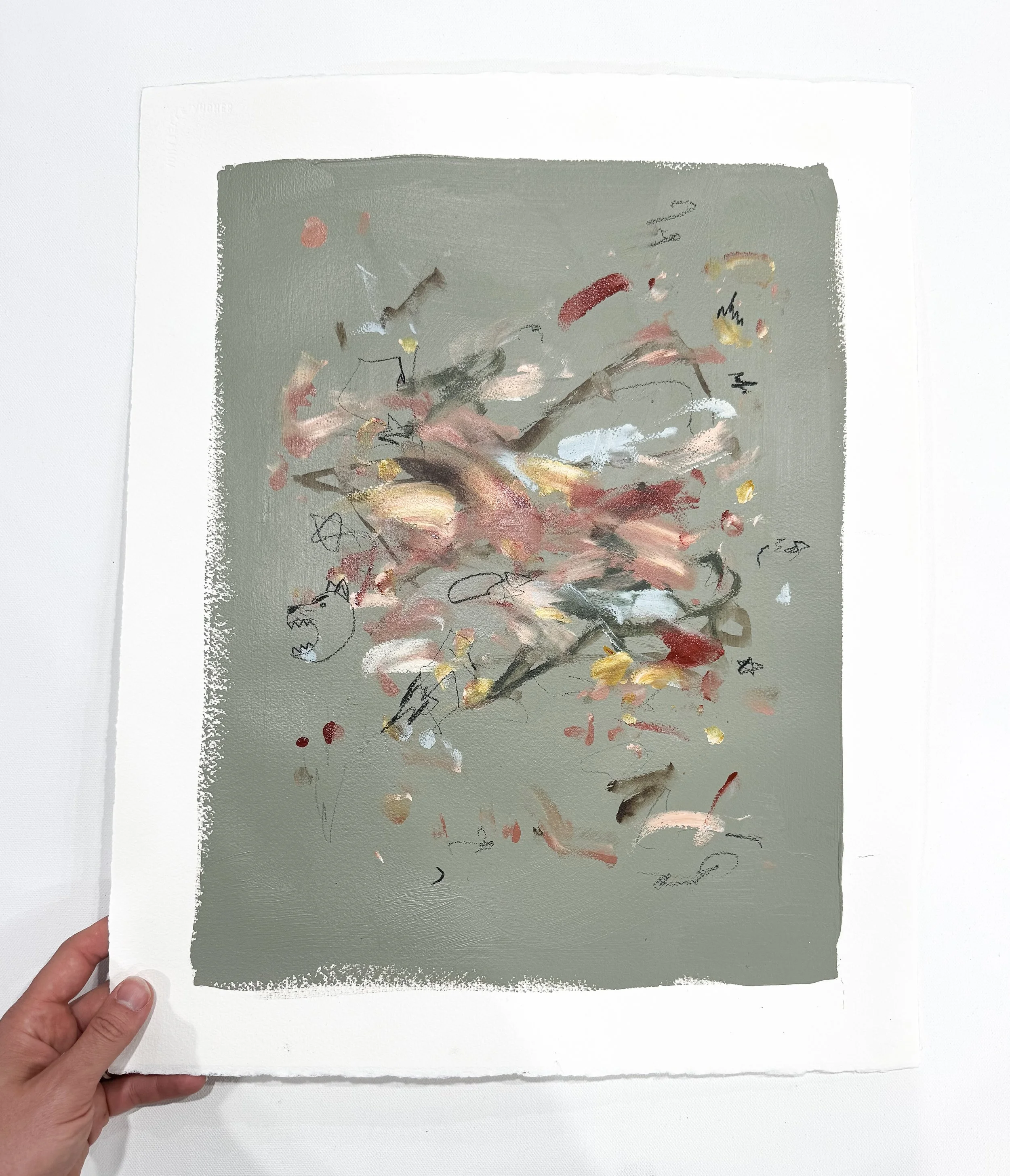 "Wolf Series 7", Searsha x Mom Collab, 20"x16", Original Abstract Painting on Paper