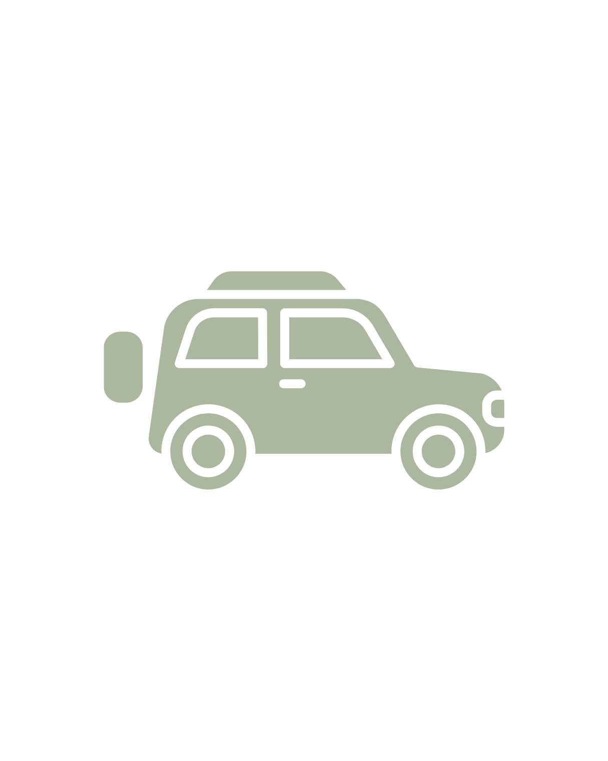 Icon of a green car with a roof rack, depicted on a black background.
