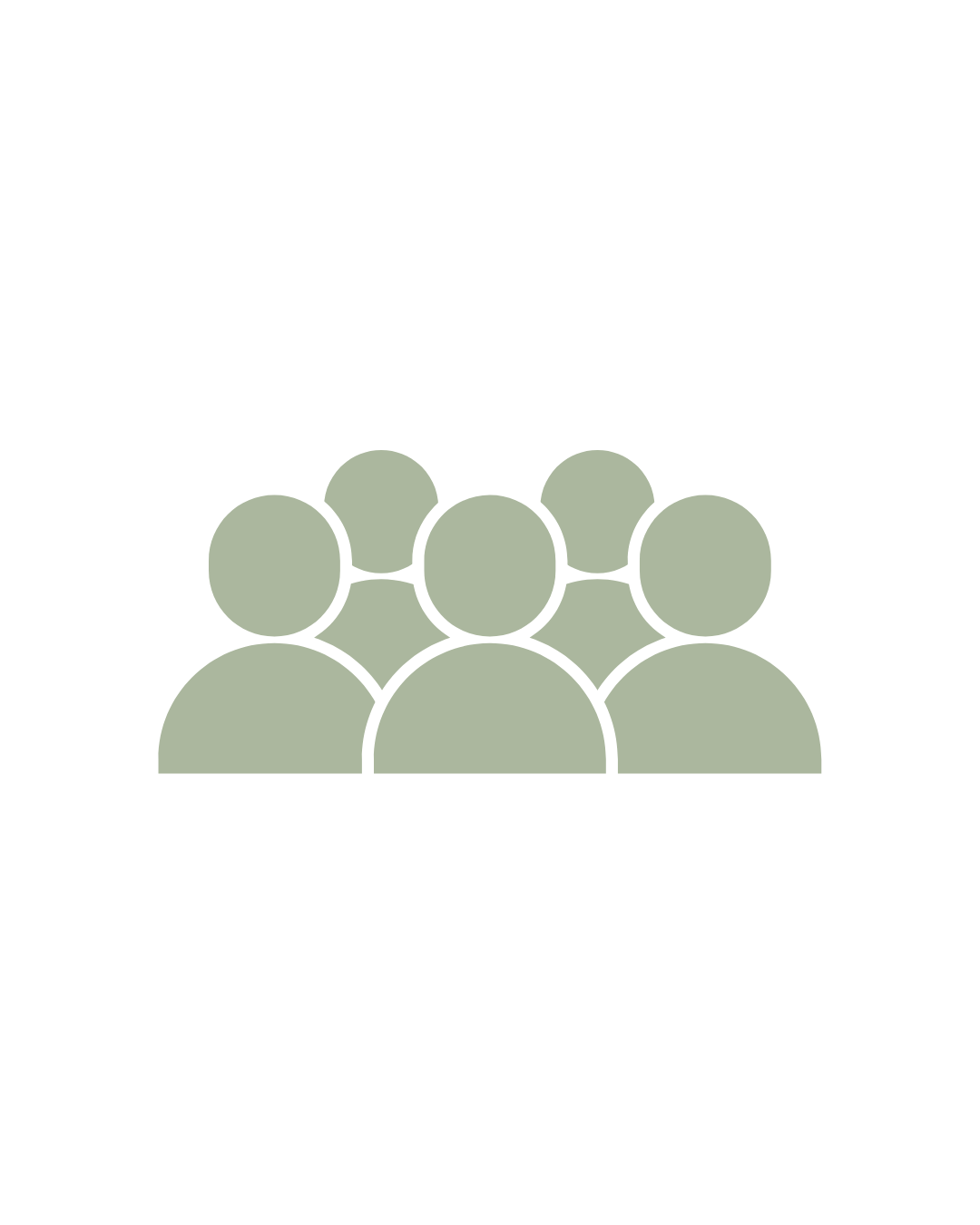 Illustration of a group of five stylized people, arranged in a triangle, representing a community or team.