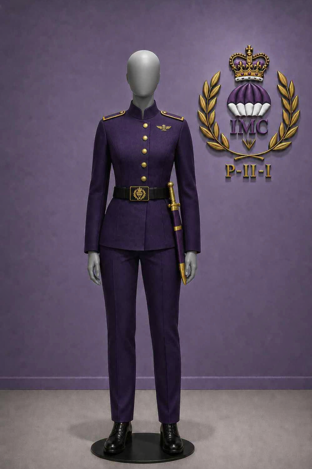 Female marine officer deck dress: identical to male version except that jacket does up left over right.