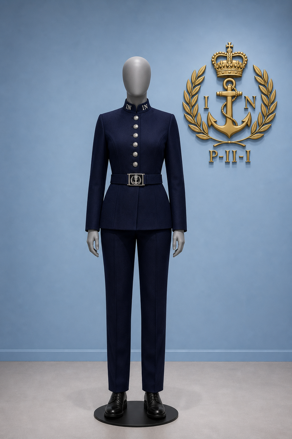 Female Navy Rating deck dress: identical to male but for the jacket doing up right over left.