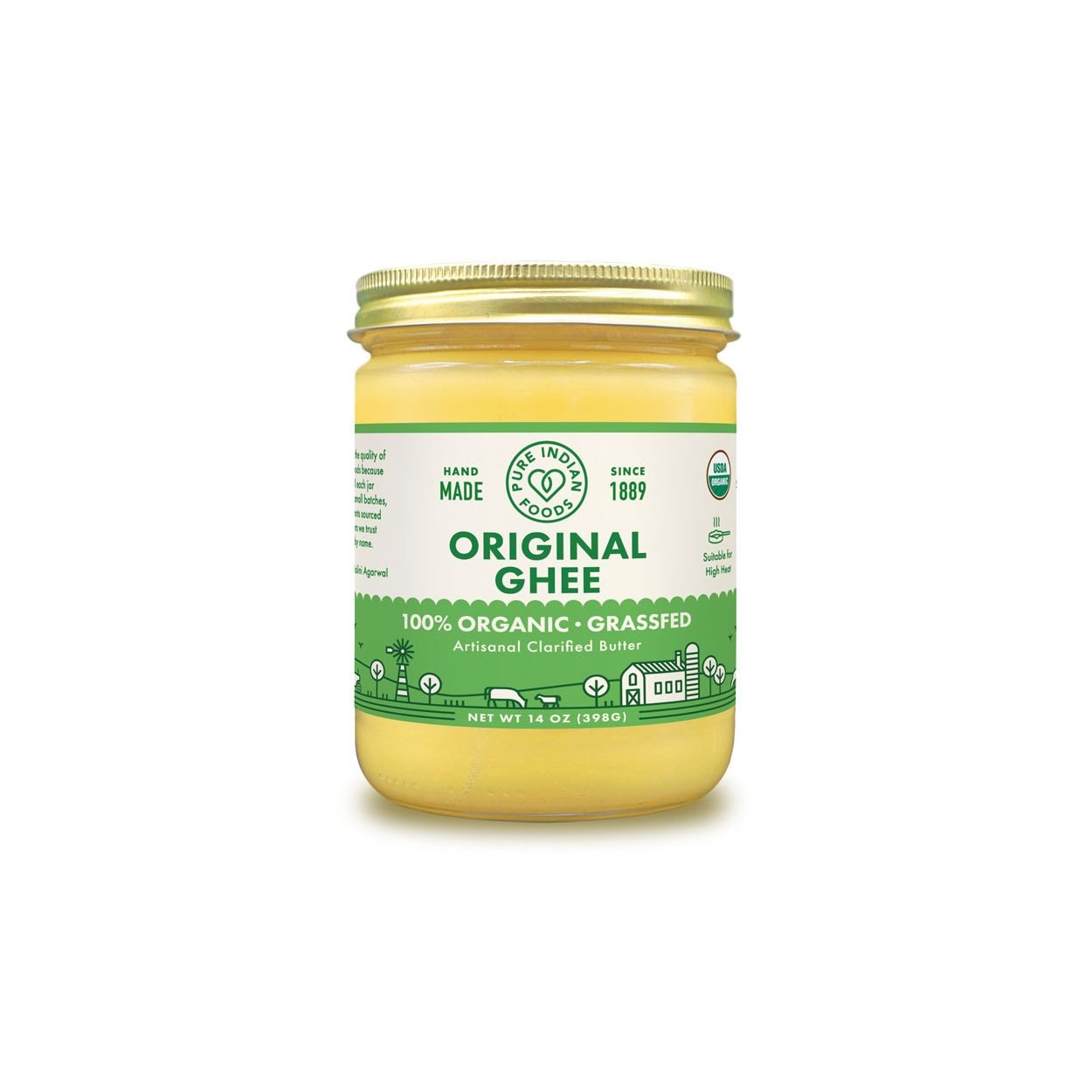 Organic - Grassfed Ghee           pack of 12 x 14 oz Glass Jar