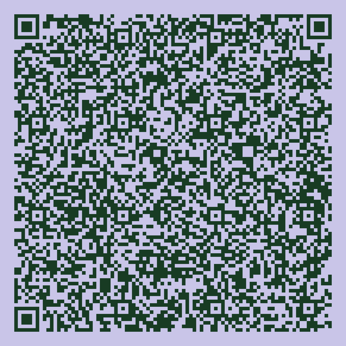 Un code QR noir sur fond violet.
