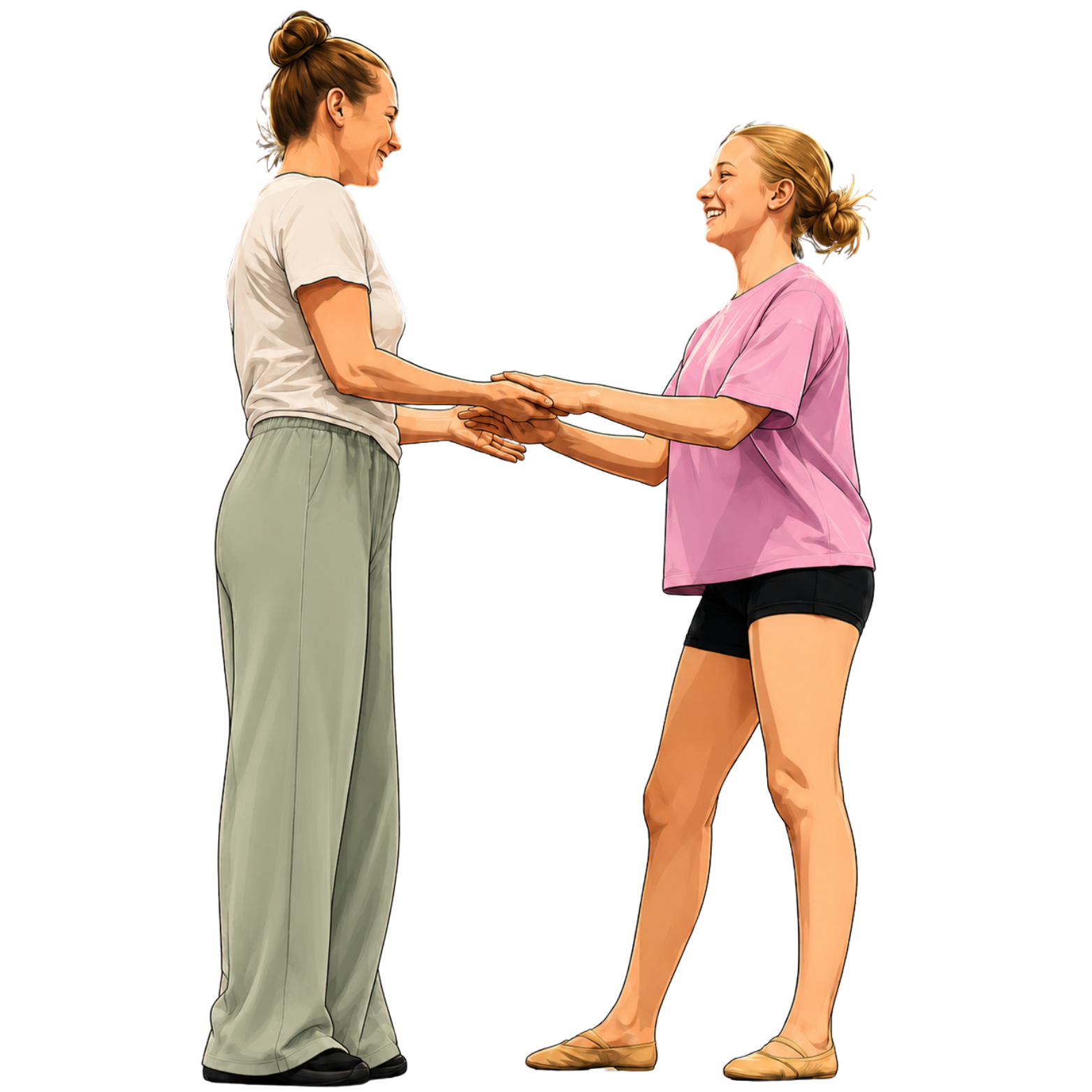 Coach V and a dancer sharing an encouraging moment during a private dance lesson.