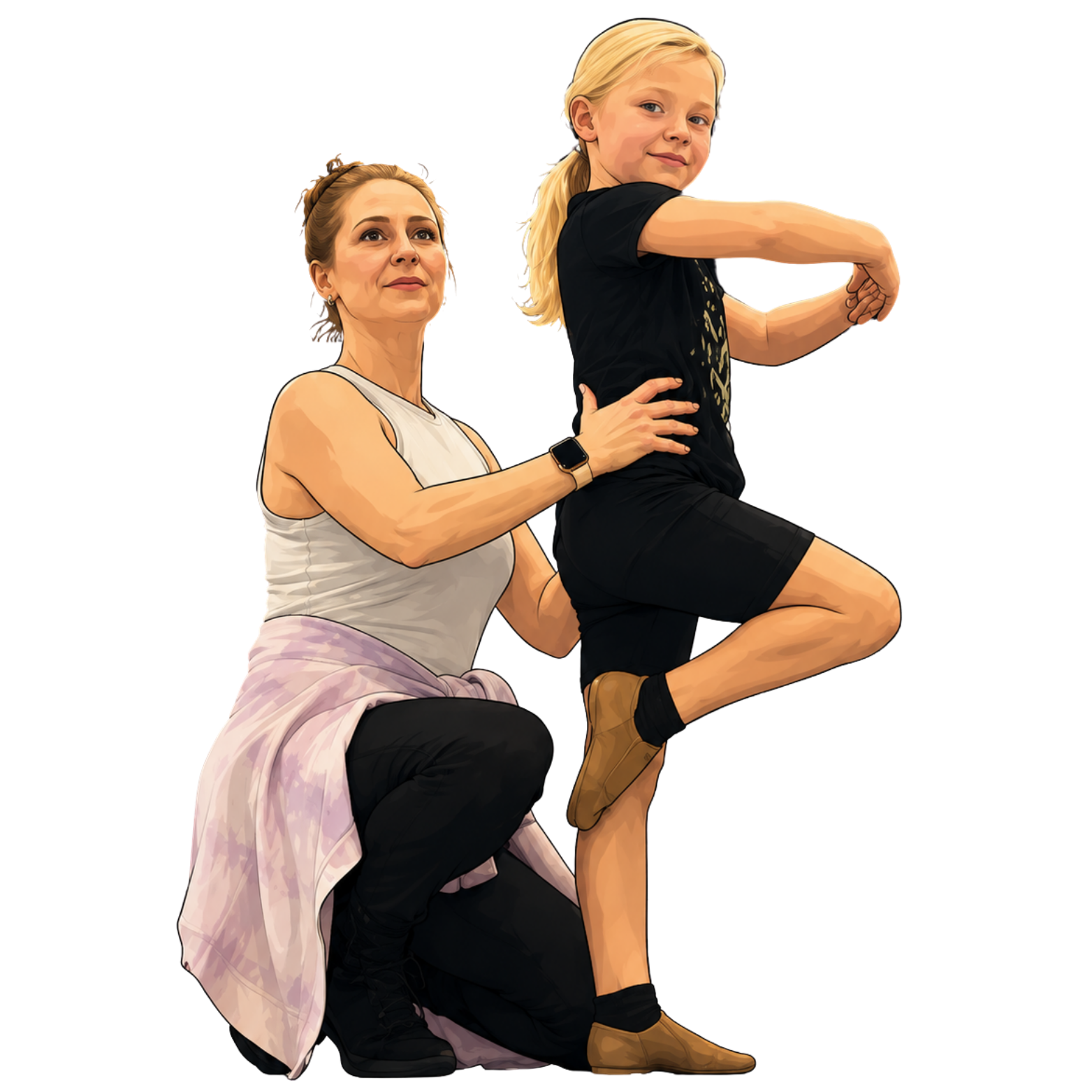 Dance instructor coaching a young dancer during a private lesson at Coach V's Place in Farmington, MN. Personalized dance lessons for dancers in grades 2-12.