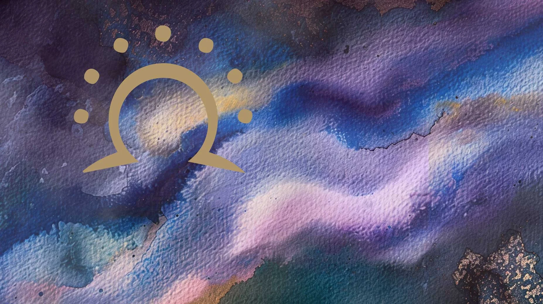 Visionary Storytelling Shivarati – goldenes Symbol auf Aquarell-Kosmos, meditative Lesung Traumreise Event Mülheim