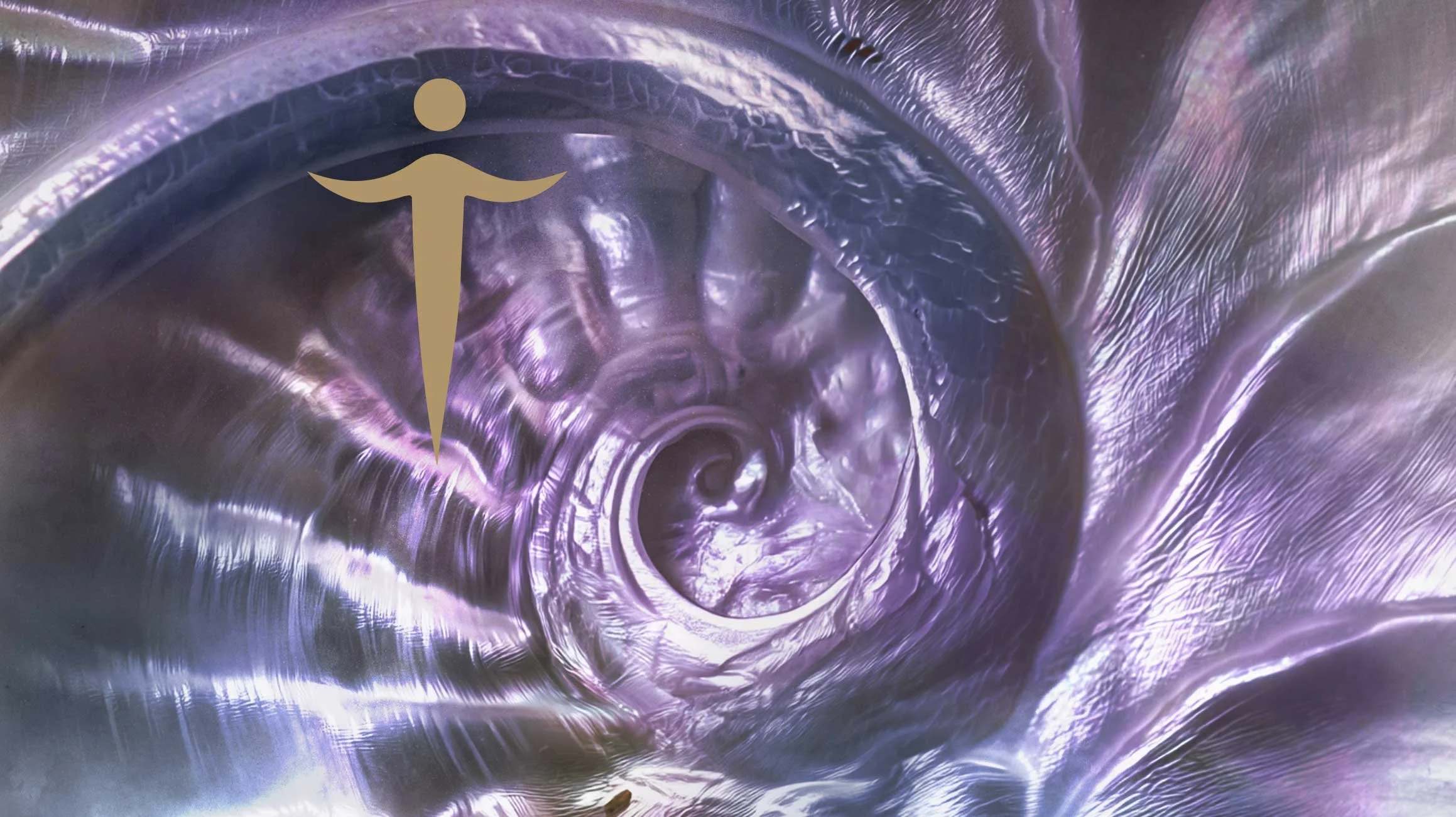 Mediale Systemische Aufstellung Einzelsitzung – goldene Figur auf Muschelspirale, spirituelle Transformation Mülheim