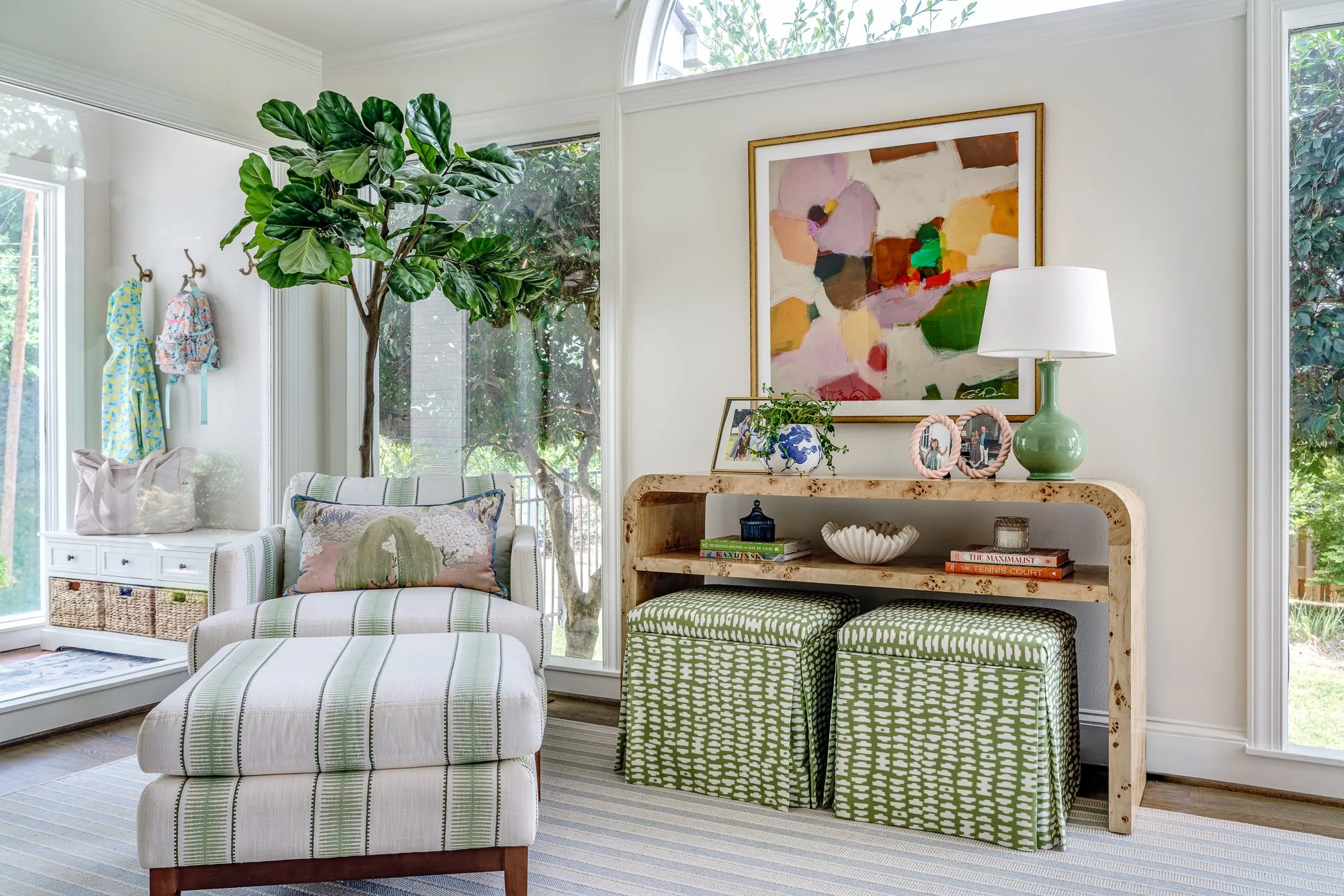 Robinhood living room project — blue interior design, Winston-Salem, NC