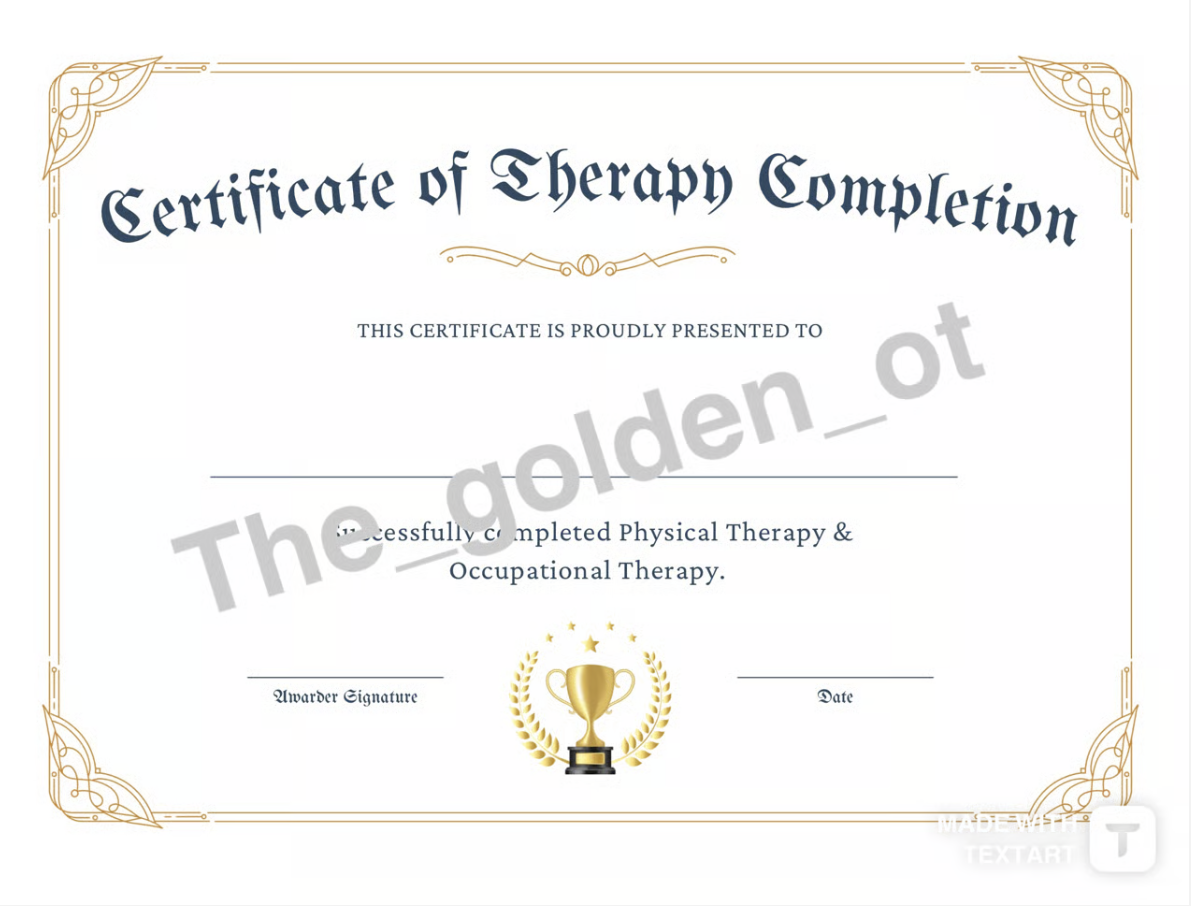 Certificate of Therapy Completion