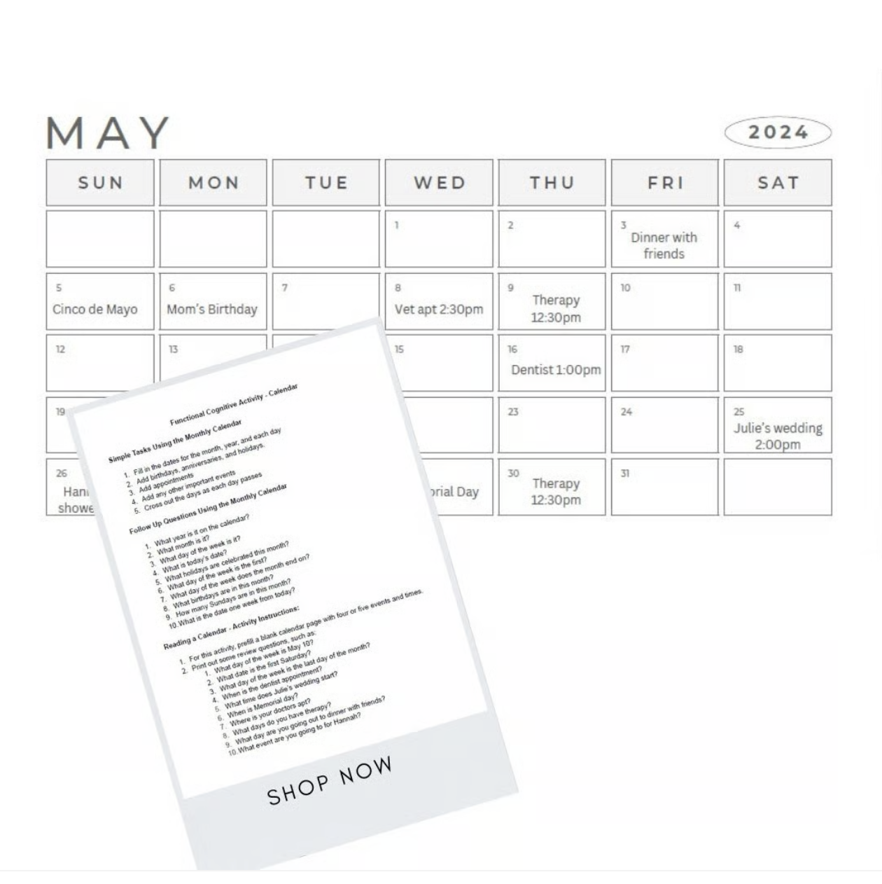 Cognitive Activity - Calendar