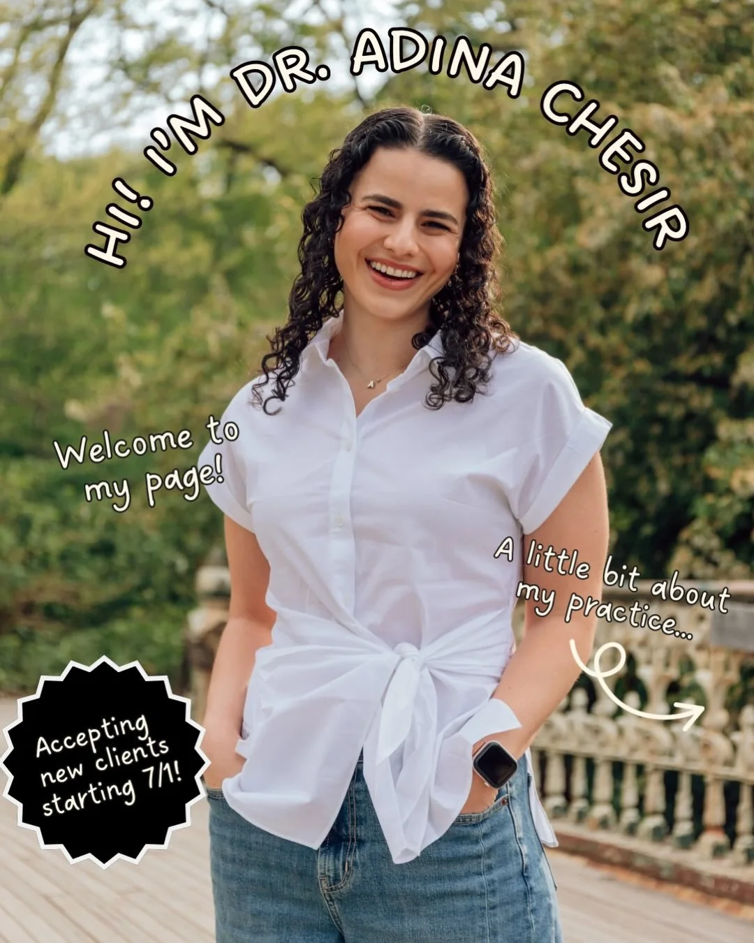 📢 Accepting new clients starting 7/1! 

Hi, I&rsquo;m Dr. Adina 👋

I&rsquo;m a clinical psychologist helping children, teens, and adults get unstuck from anxiety, OCD, chronic illness, and life&rsquo;s many uncertainties. 

Stick around for practic