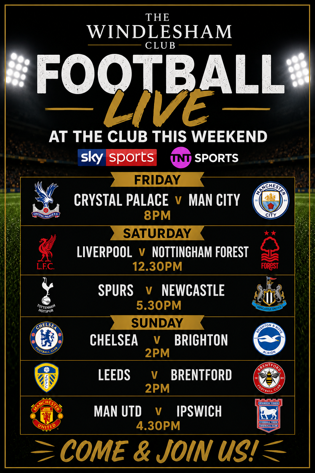 Live Football this Weekend!