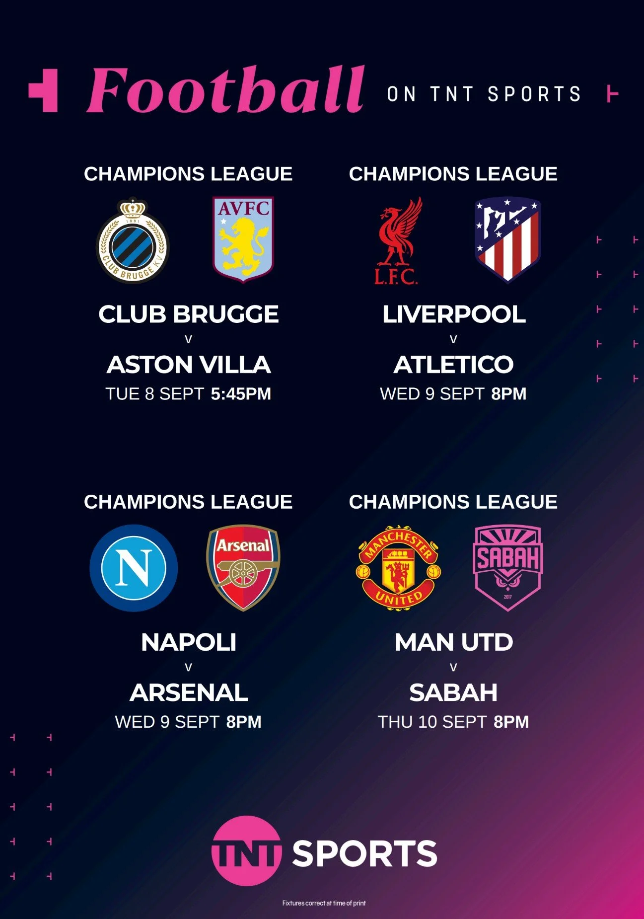 Live Champions League Football this Week!