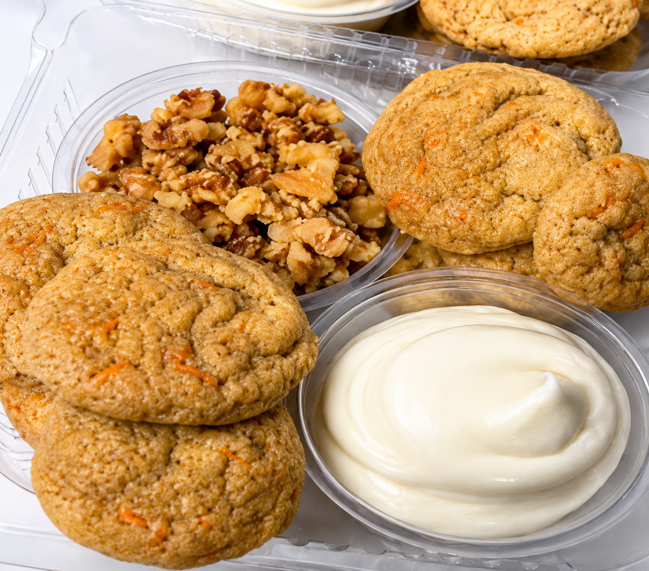 Carrot Cake Cookies with Cream Cheese Frosting & Cinnamon Sugar Walnuts (Dunkaroos Style)