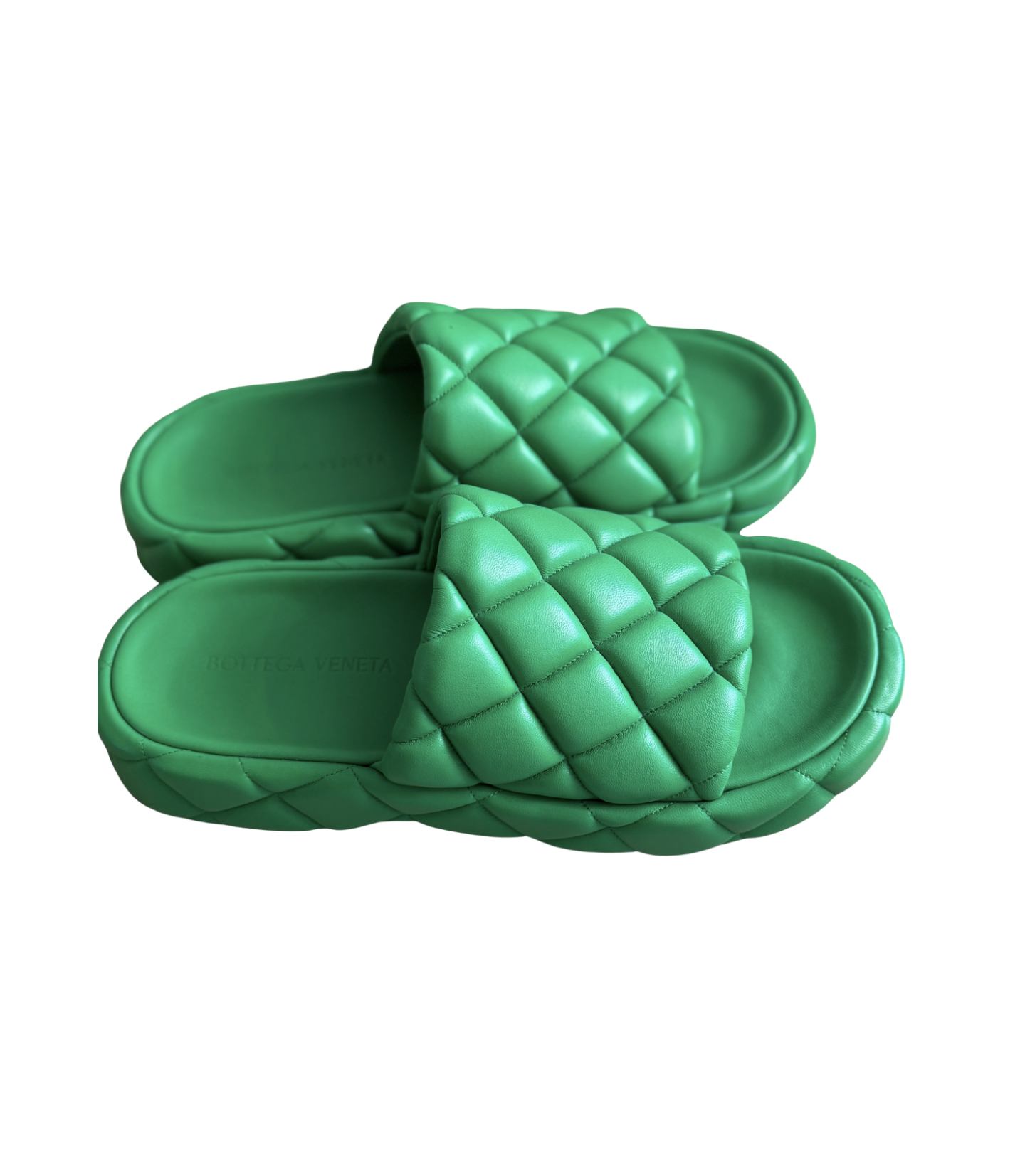 Bottega Veneta Green Padded Leather Slides
