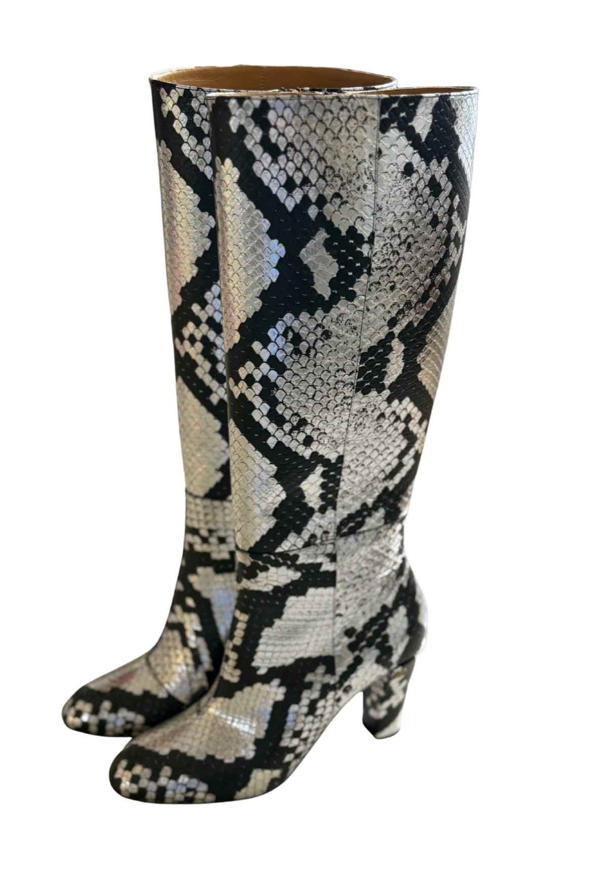 Gucci Python-Effect Knee-High Boots