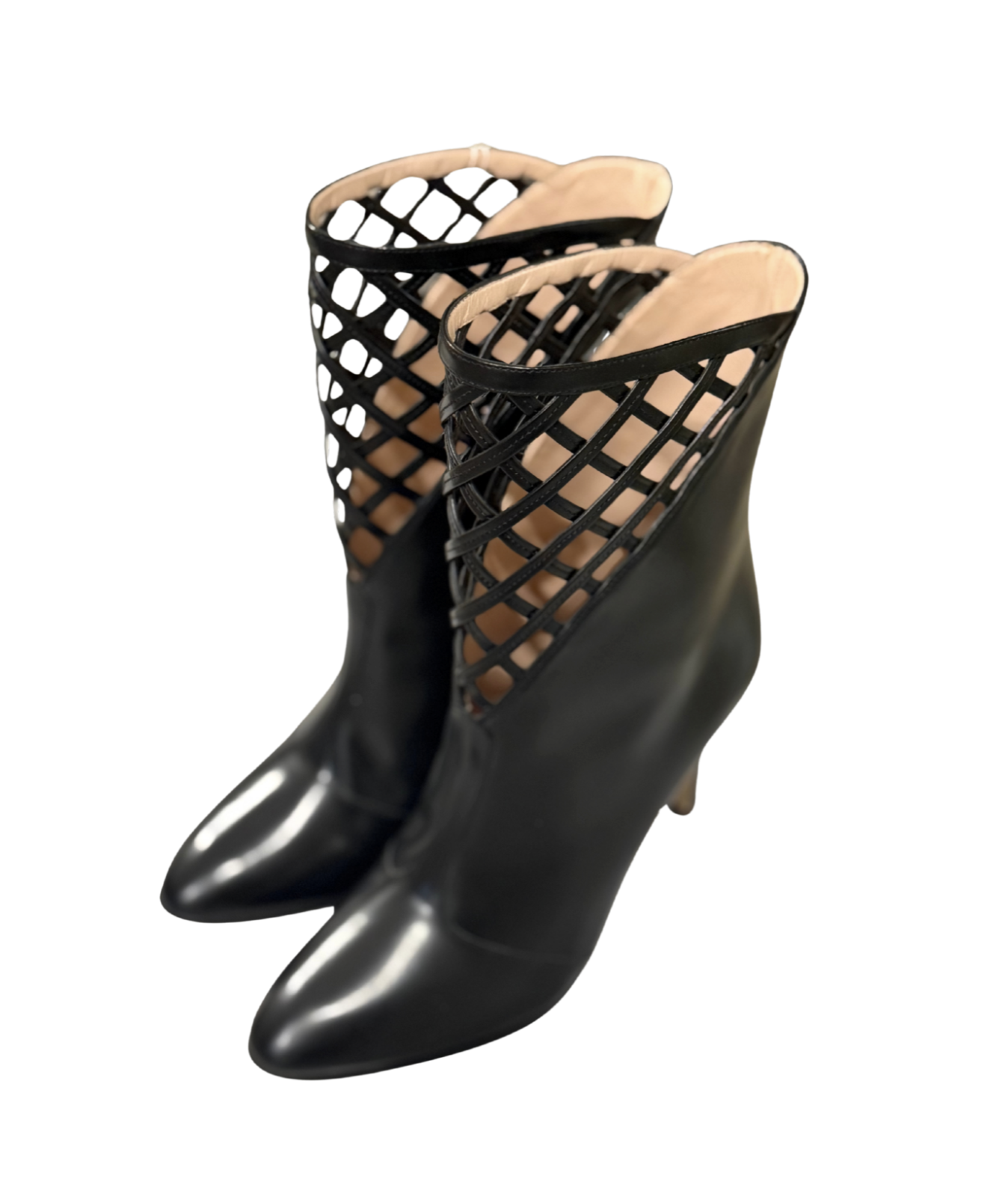Gucci Black Leather Cut-Out Ankle Boots